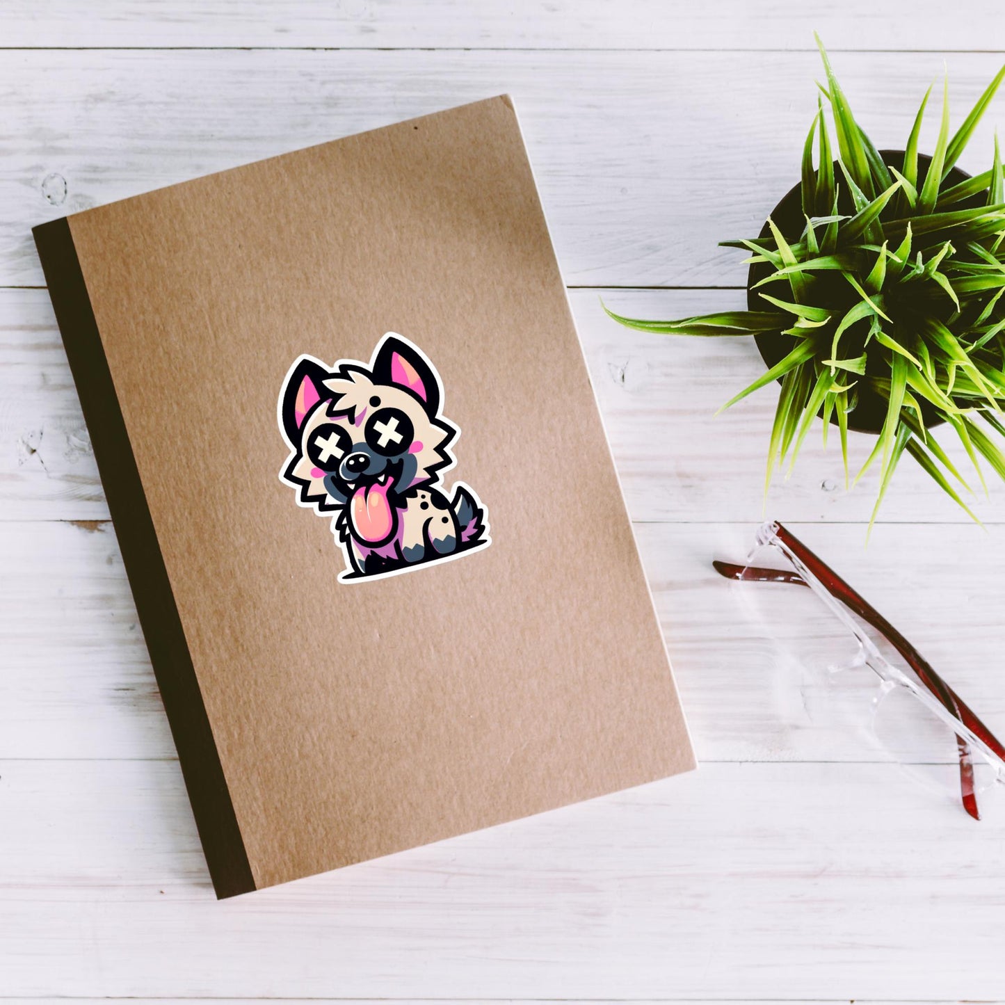 Creepy Cute Weirdcore Kawaii Hyena Waterproof Grunge Vinyl Sticker
