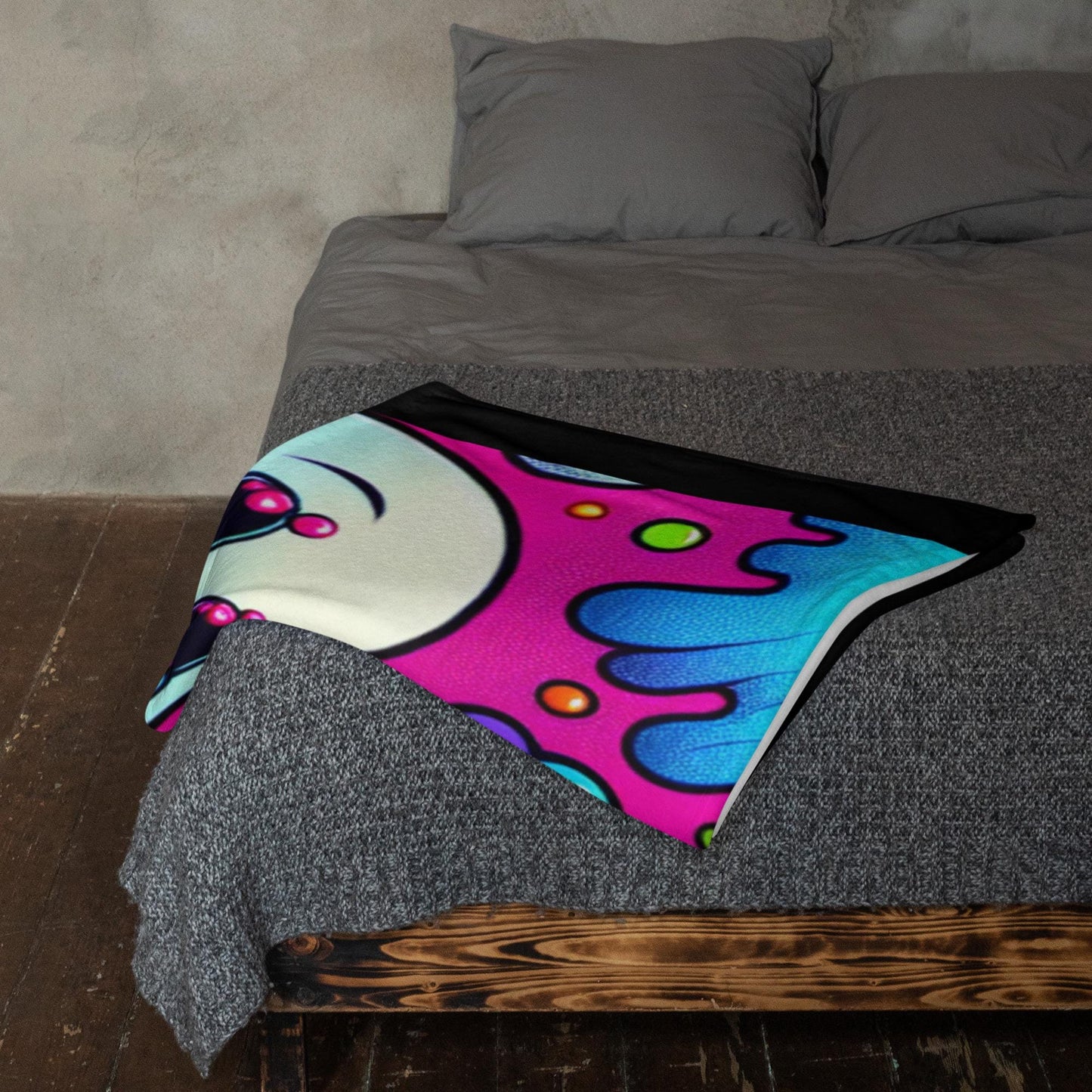 Y2k Grunge Horror Candy Gore Throw Blanket Clowncore Weirdcore Neon Goth Halloween Spooky Decor