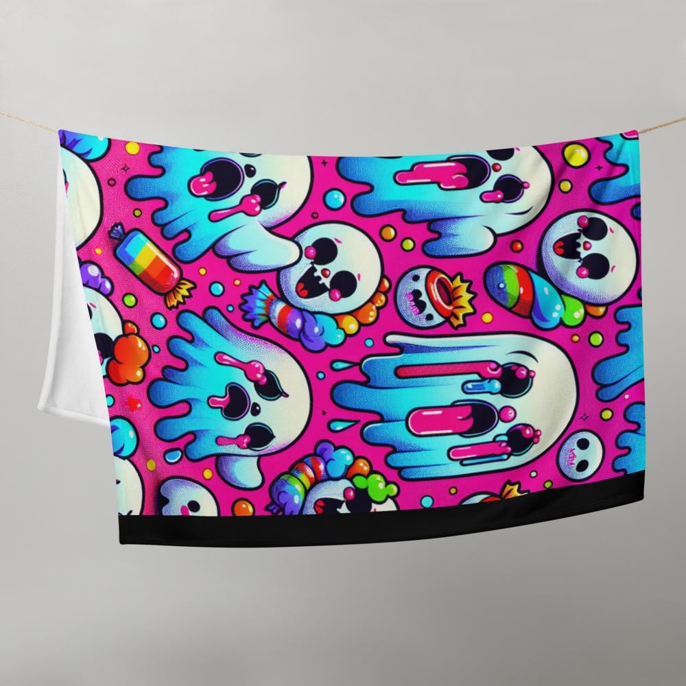 Blanket Y2k Grunge Horror Candy Gore Throw Blanket Clowncore Weirdcore Neon Goth Halloween Spooky Decor