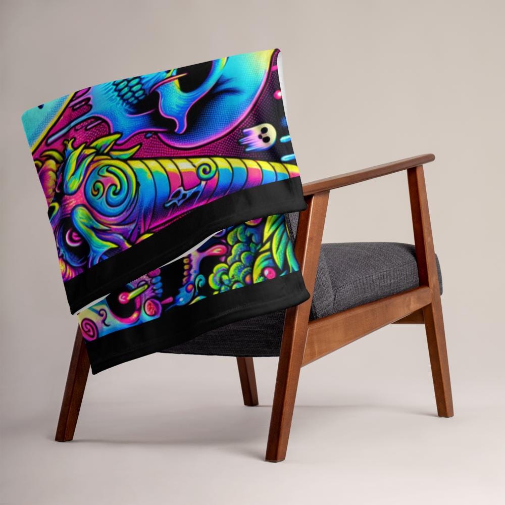 Blanket Halloween Candy Gore Scared Ghost Throw Blanket Horror Neon Goth Y2K Grunge Room Decor