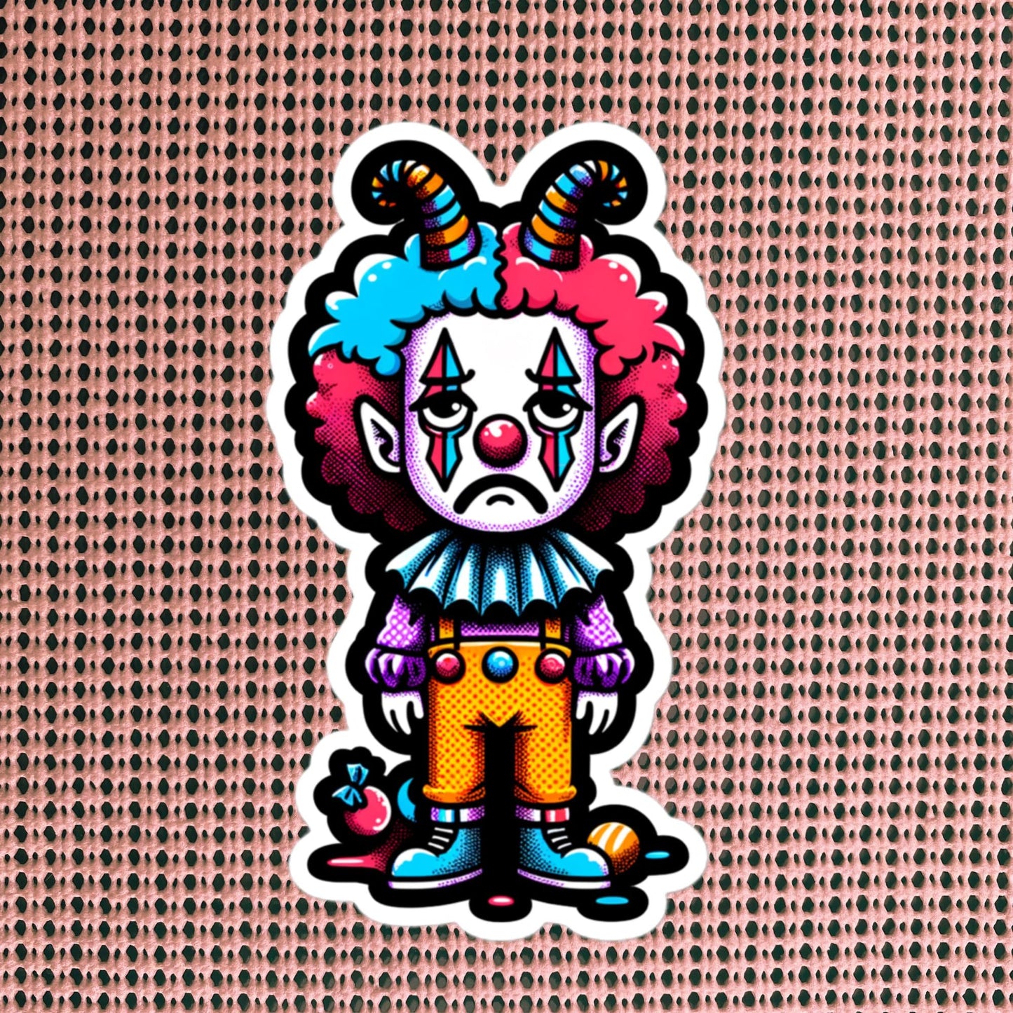Weird Sad Clown Sticker Halloween Clowncore Weirdcore Waterproof Vinyl Sticker