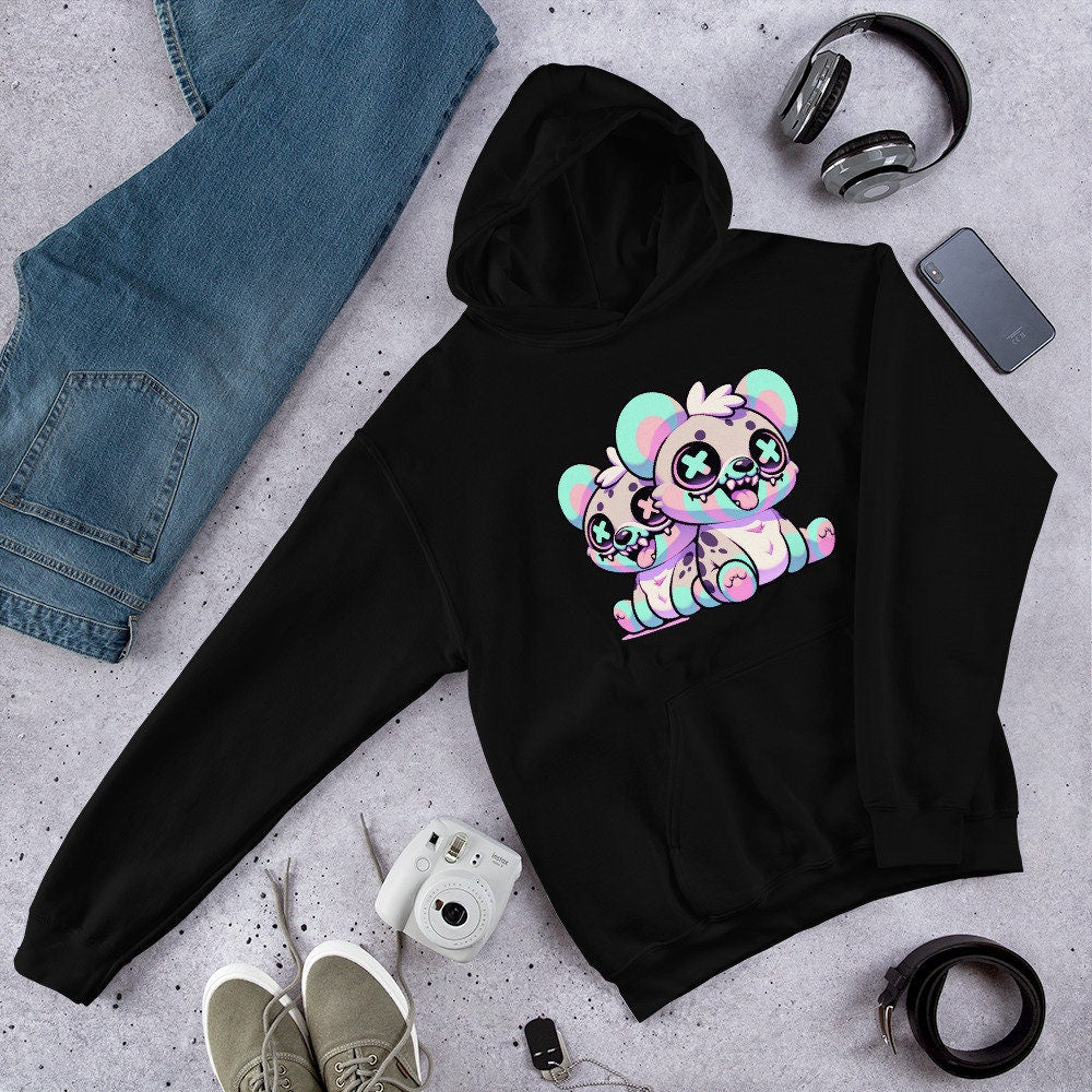 Weirdcore Creepy Cute Hyena Twins Pastel Goth Grunge Unisex Hoodie