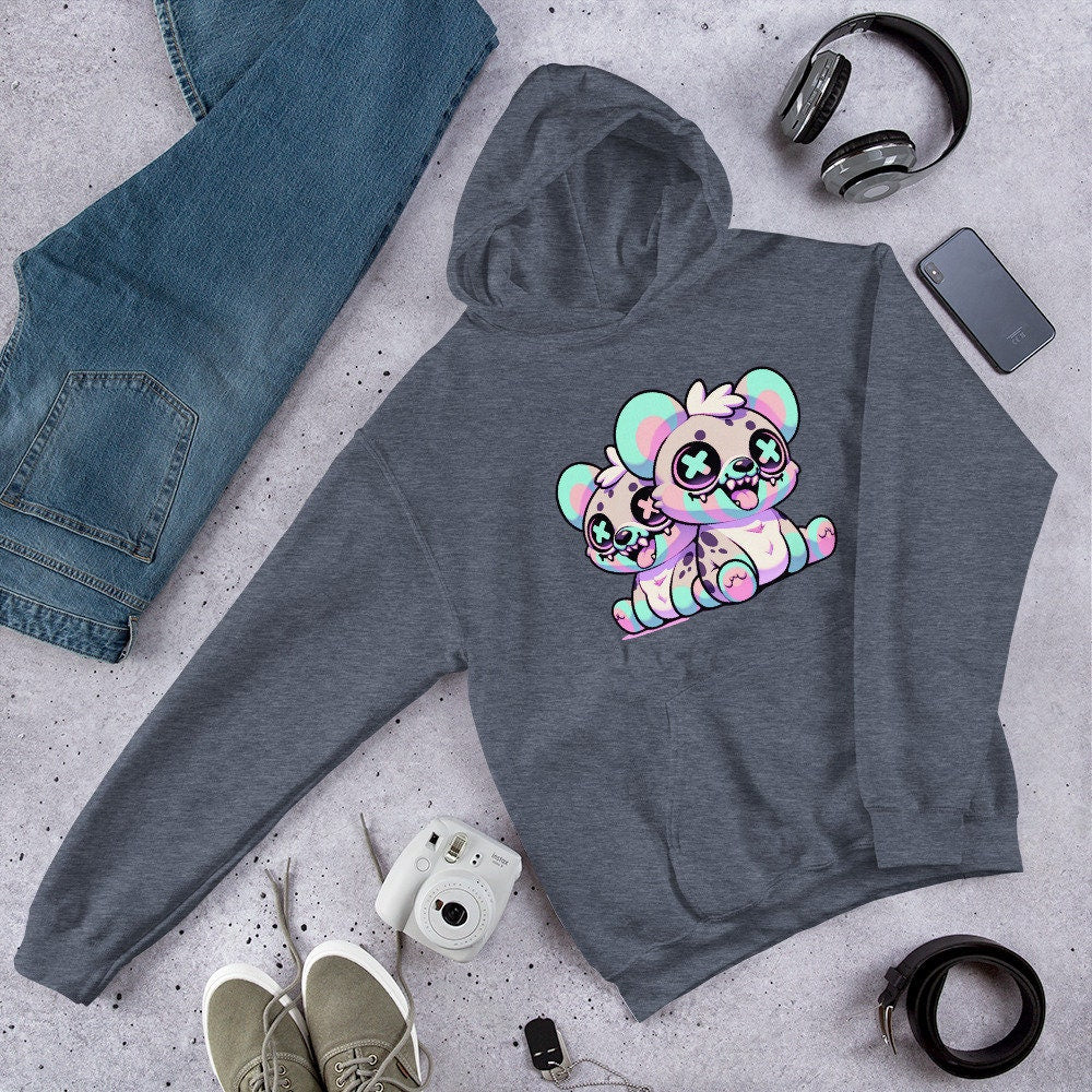 Weirdcore Creepy Cute Hyena Twins Pastel Goth Grunge Unisex Hoodie