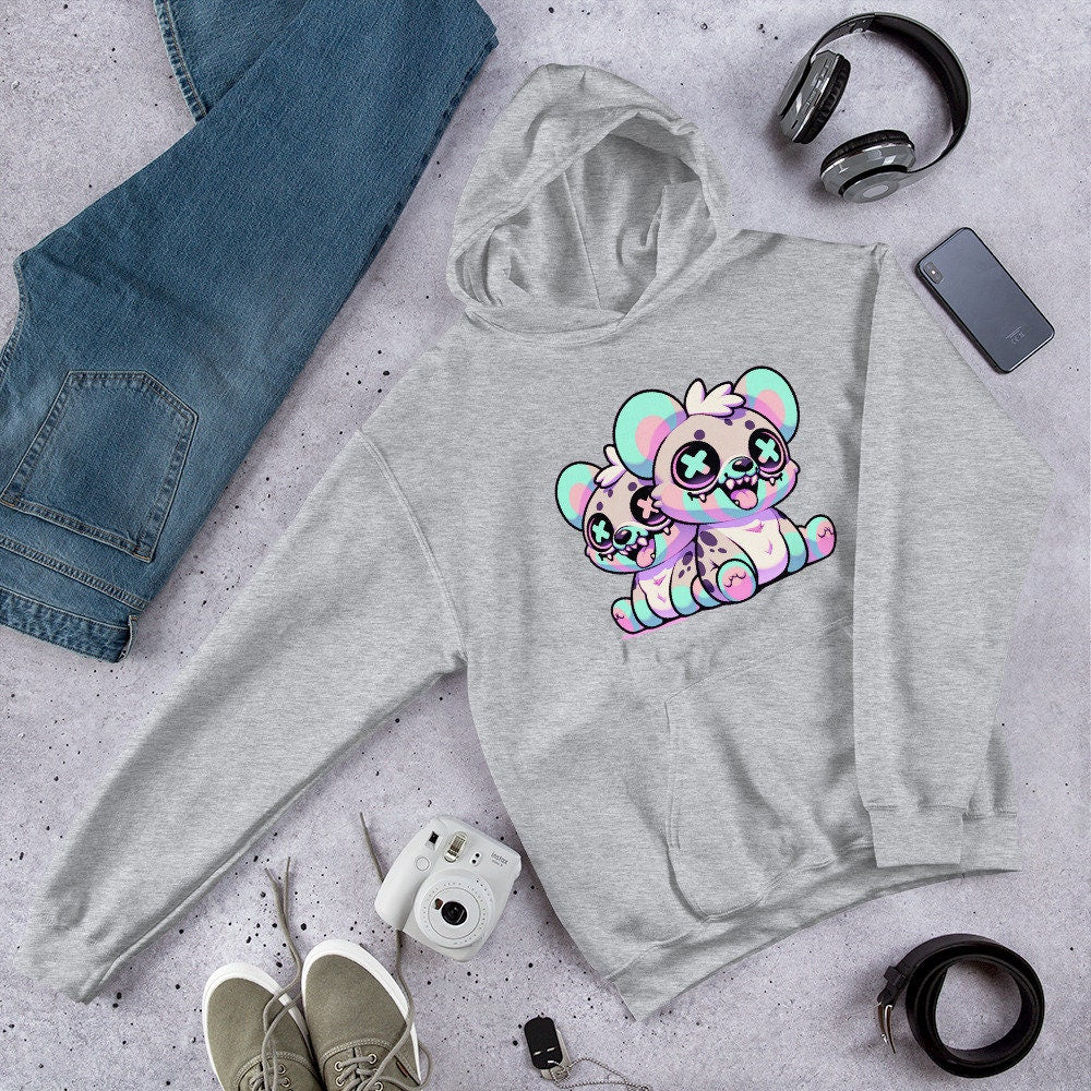 Weirdcore Creepy Cute Hyena Twins Pastel Goth Grunge Unisex Hoodie