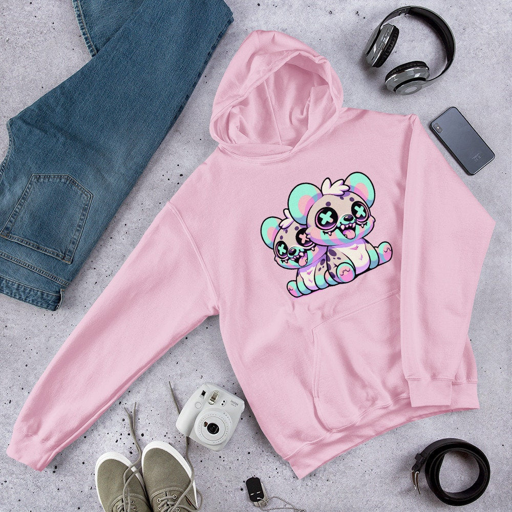 Weirdcore Creepy Cute Hyena Twins Pastel Goth Grunge Unisex Hoodie