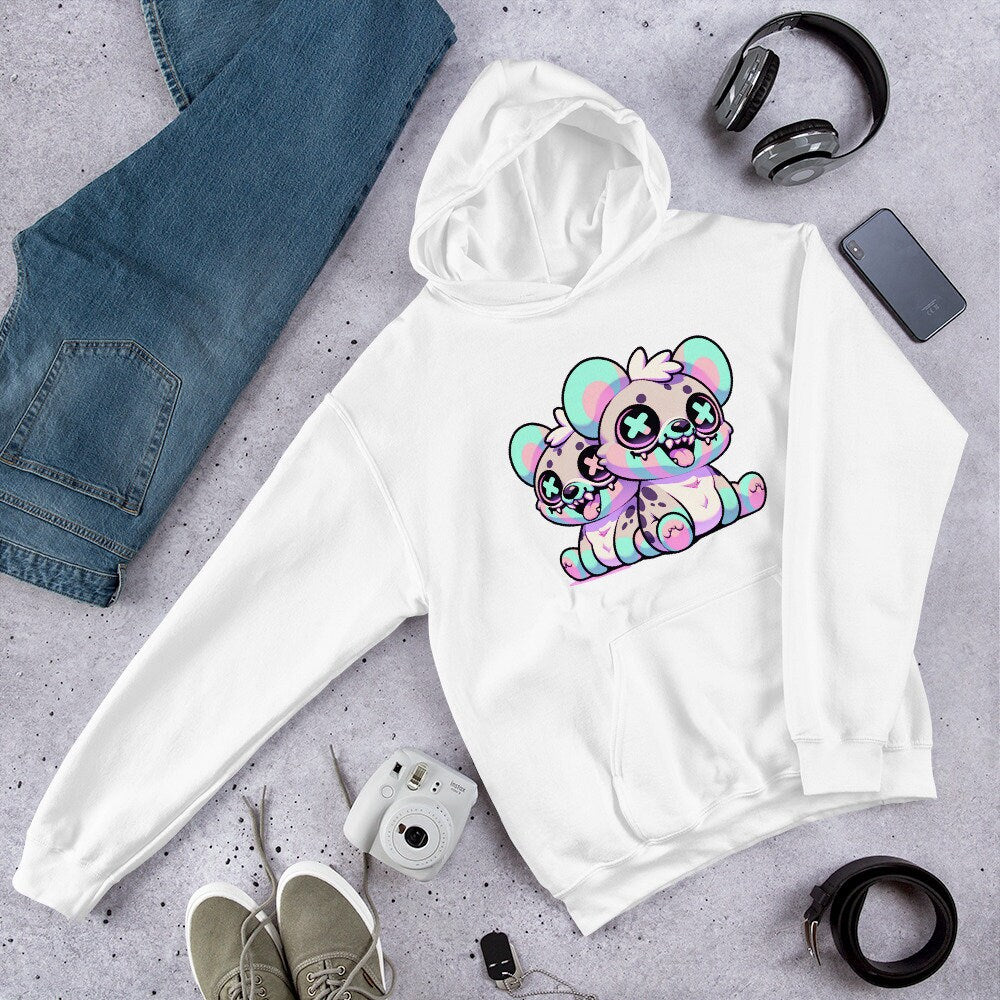 Weirdcore Creepy Cute Hyena Twins Pastel Goth Grunge Unisex Hoodie