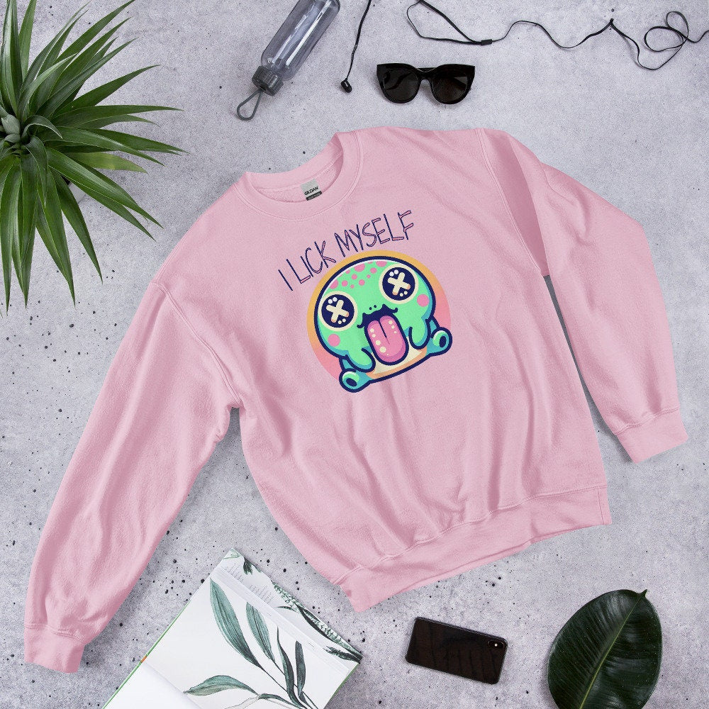 Creepy Cute Weirdcore Trippy Toad Sweatshirt I Lick Myself Grunge Colorado River Toad Sweater
