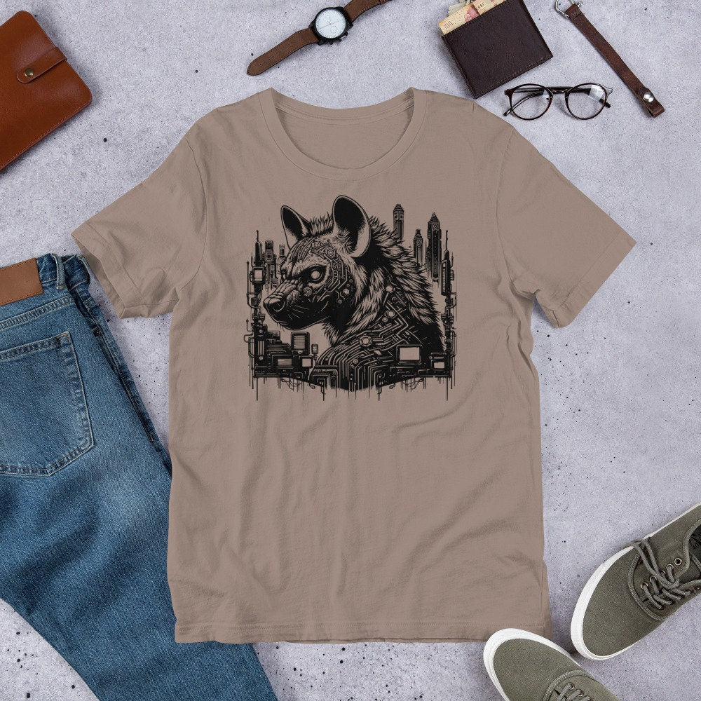 Creepy Weirdcore Dystopian Hyena T-Shirt Grunge Futuristic Spotted Hyena Tee Shirt