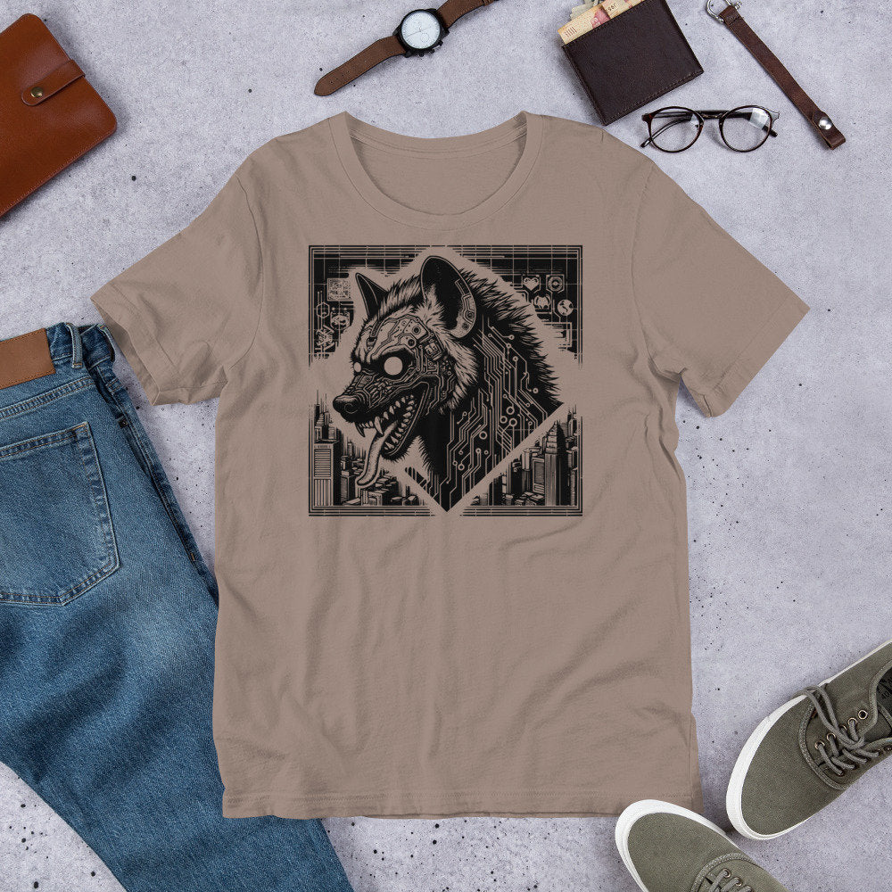 Scary Spooky Dystopian Hyena T-Shirt Gothic Grunge Weirdcore Spotted Hyena with Tongue Out Tee Shirt