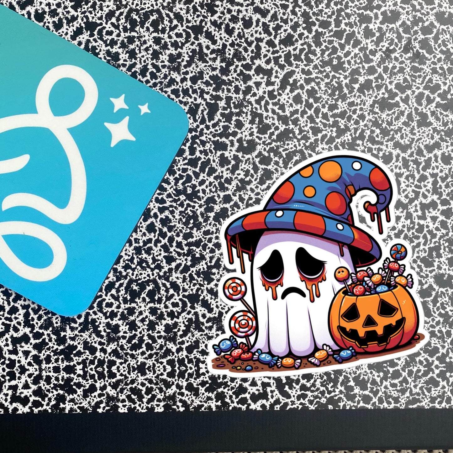 Waterproof Vinyl Sticker of Sad Little Ghost Halloween Candy Weirdcore Sticker