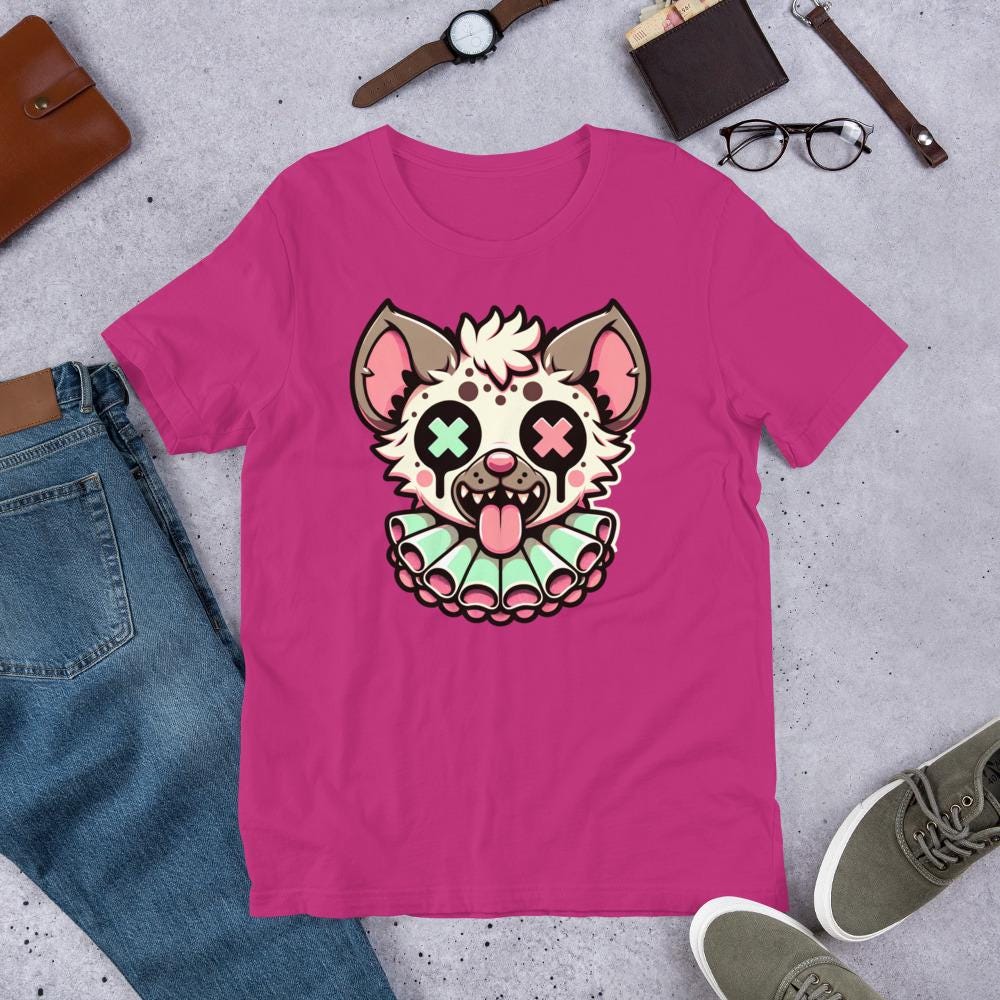 Creepy Cute Spotted Hyena Clown T-Shirt Weirdcore Clowncore Pastel Goth Grunge Tee Shirt
