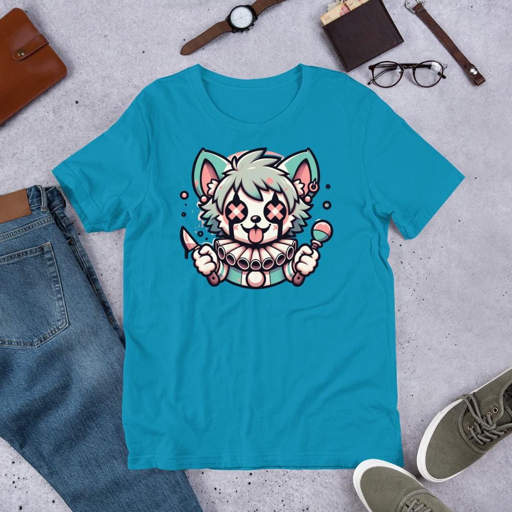 Creepy Cute Killer Gore Hyena Clown T-Shirt Weirdcore Clowncore Pastel Goth Grunge Tee Shirt
