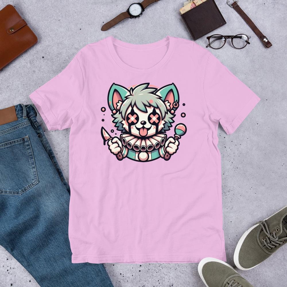 Creepy Cute Killer Gore Hyena Clown T-Shirt Weirdcore Clowncore Pastel Goth Grunge Tee Shirt