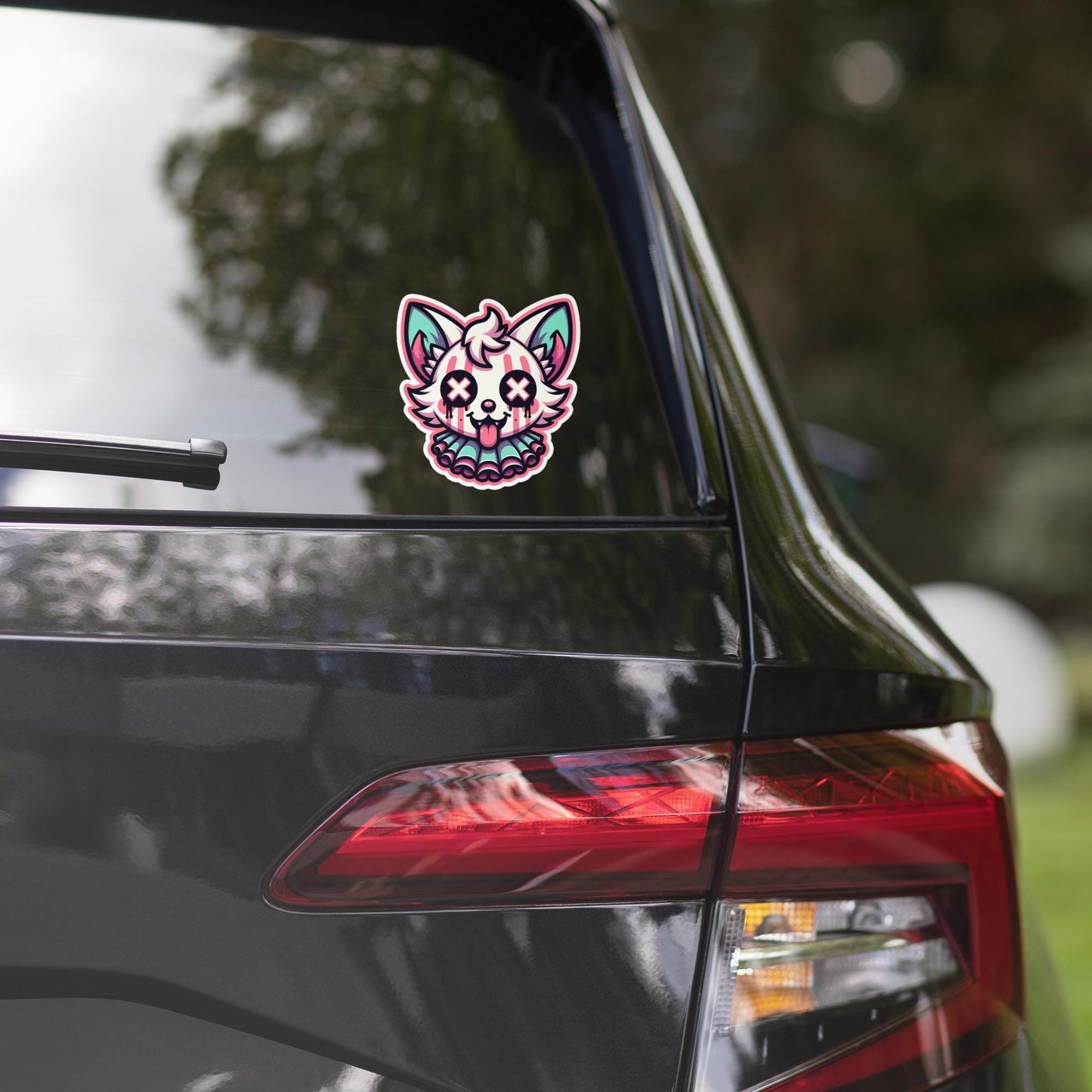 Creepy Cute Weird Gore Fox Clown Vinyl Sticker Weirdcore Clowncore Pastel Grunge Goth Clown Animal Waterproof Sticker