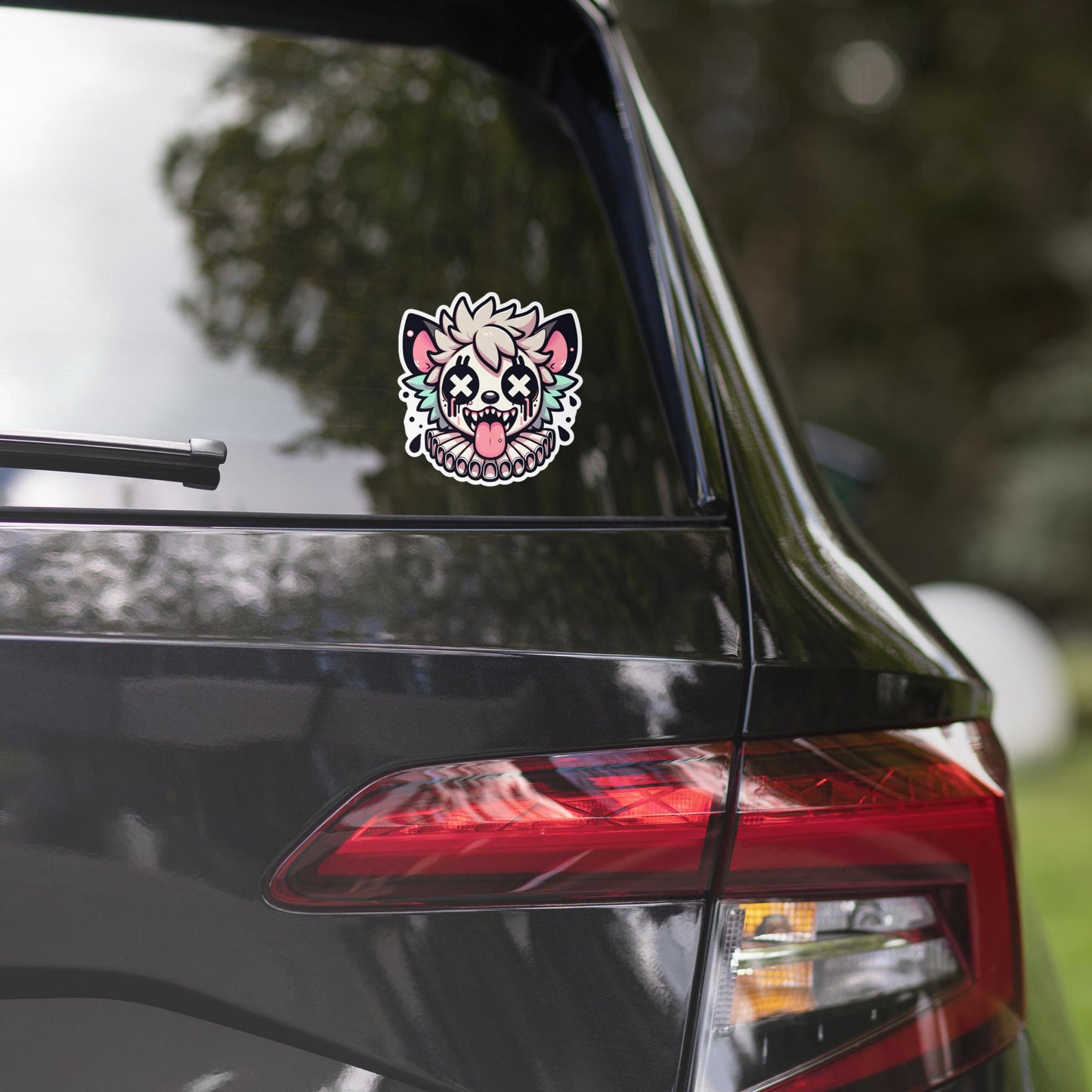 Creepy Cute Weird Spotted Hyena Clown Vinyl Sticker Weirdcore Clowncore Pastel Grunge Goth Clown Animal Waterproof Sticker