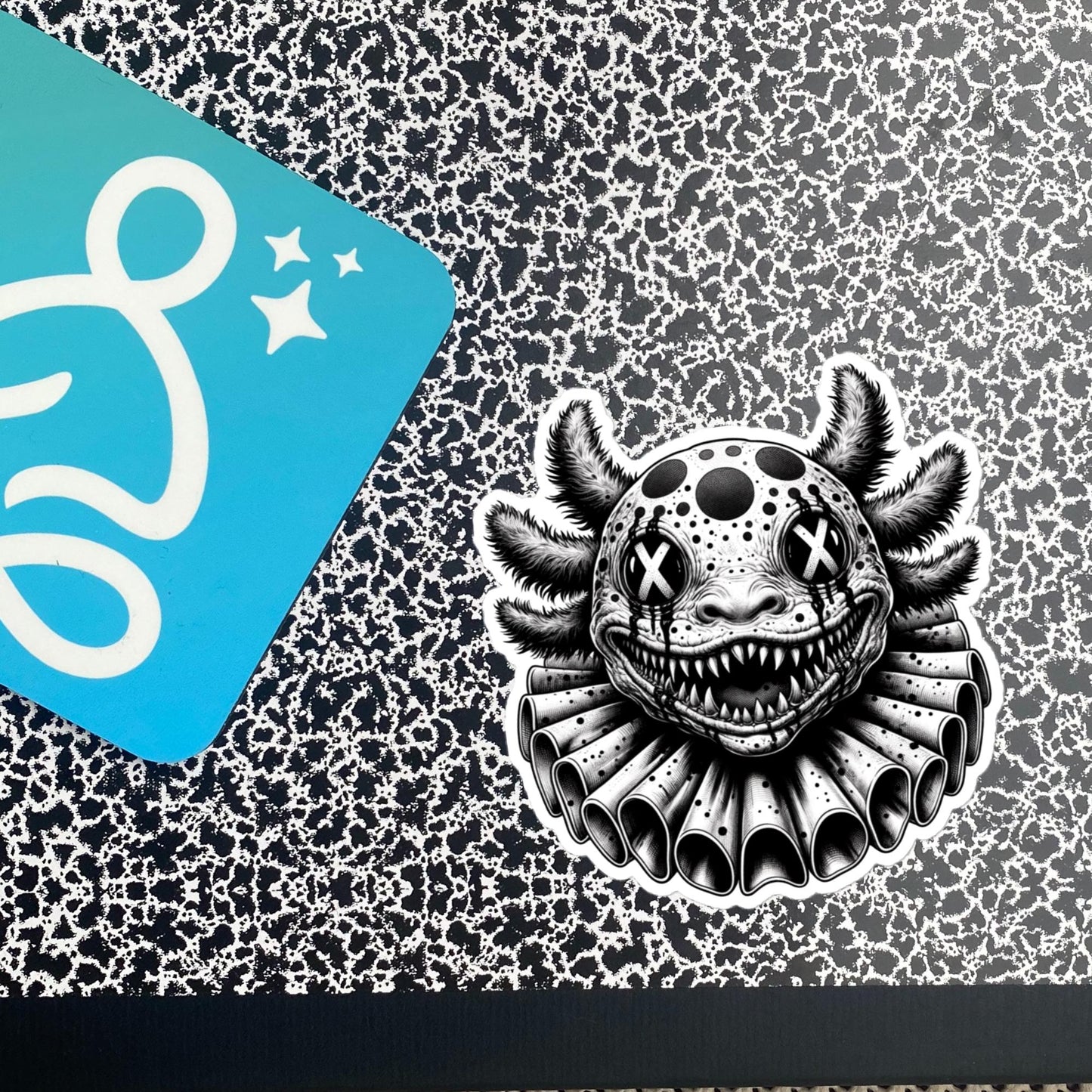 Macabre Horror Gothic Axolotl Clown Vinyl Sticker Gore Clowncore Gothic Evil Clown Weirdcore Waterproof Sticker