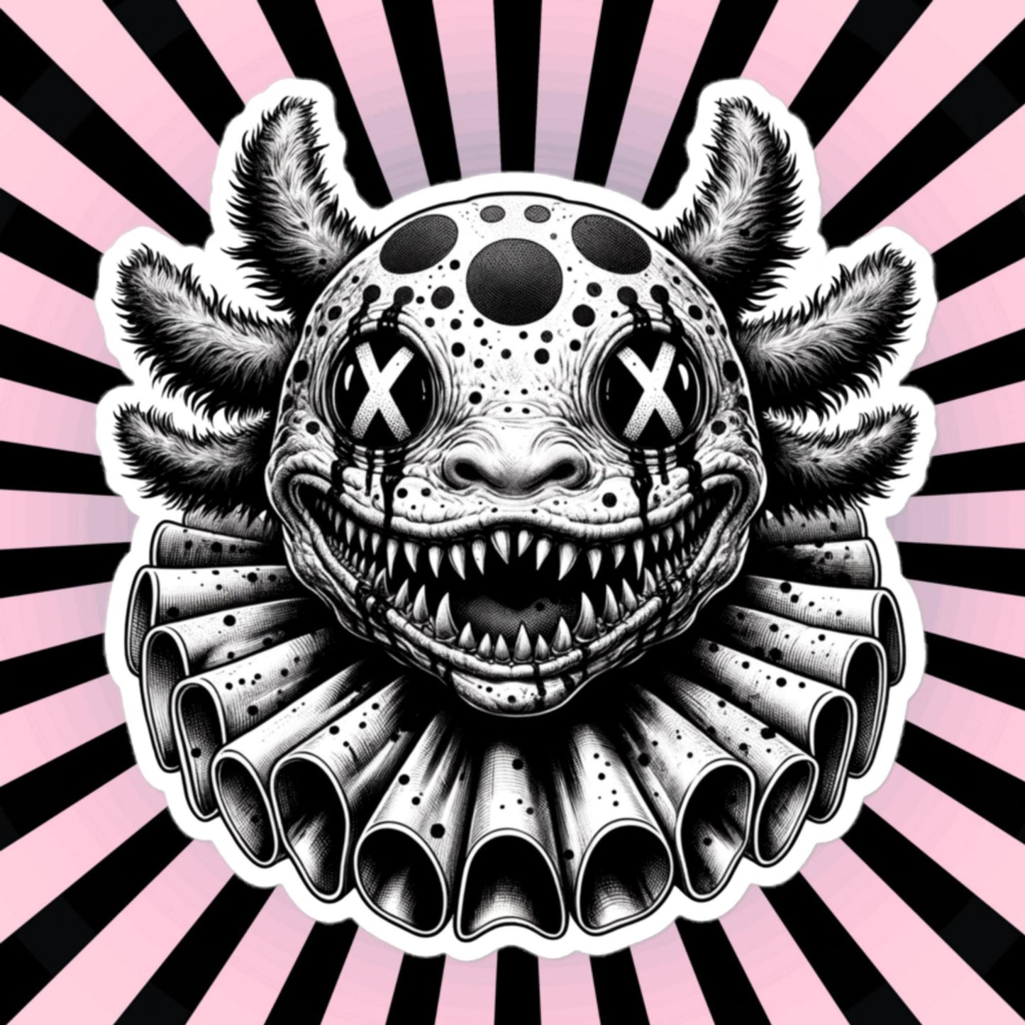 Macabre Horror Gothic Axolotl Clown Vinyl Sticker Gore Clowncore Gothic Evil Clown Weirdcore Waterproof Sticker