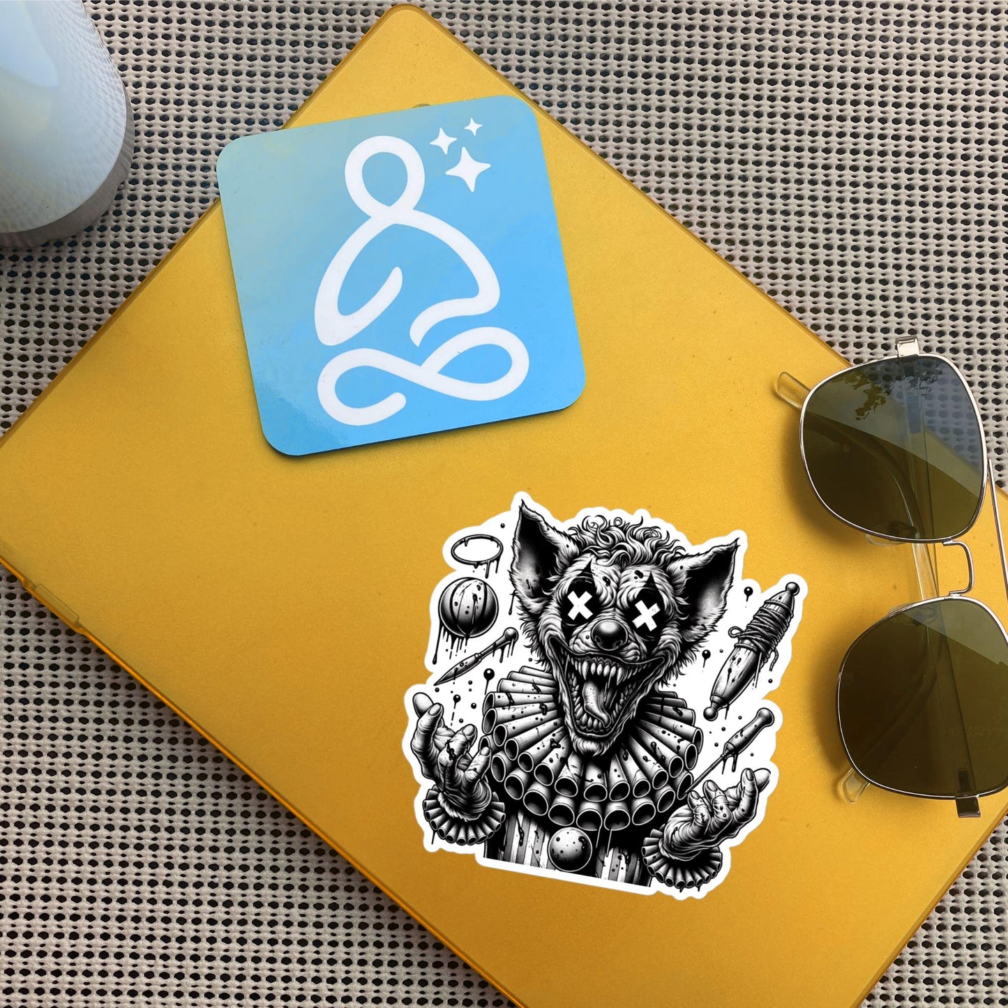 Dark Macabre Horror Gothic Hyena Clown Vinyl Sticker Gore Clowncore Gothic Evil Clown Weirdcore Waterproof Sticker