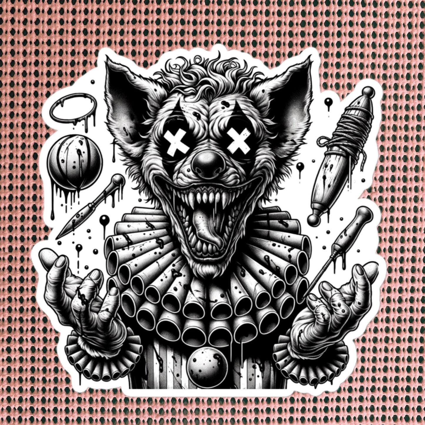 Dark Macabre Horror Gothic Hyena Clown Vinyl Sticker Gore Clowncore Gothic Evil Clown Weirdcore Waterproof Sticker