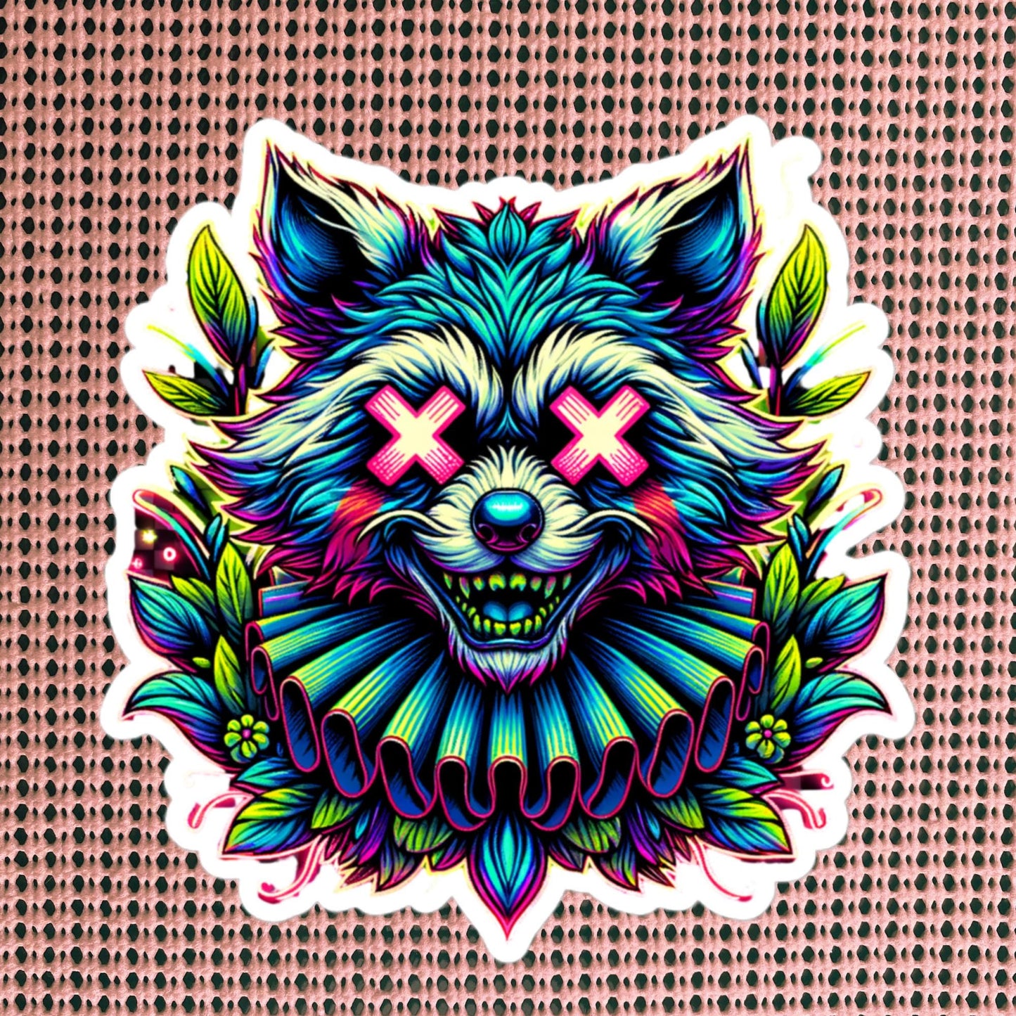 Trippy Weird Evil Clown Raccoon Vinyl Sticker Weirdcore Clowncore Creepy Trash Panda Grunge Goth Waterproof Sticker