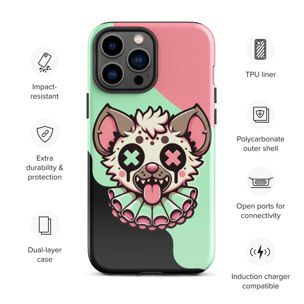 Creepy Weirdcore Gore Hyena Clown Clowncore Grunge Pastel Goth Tough Case for iPhone® Glossy or Matte