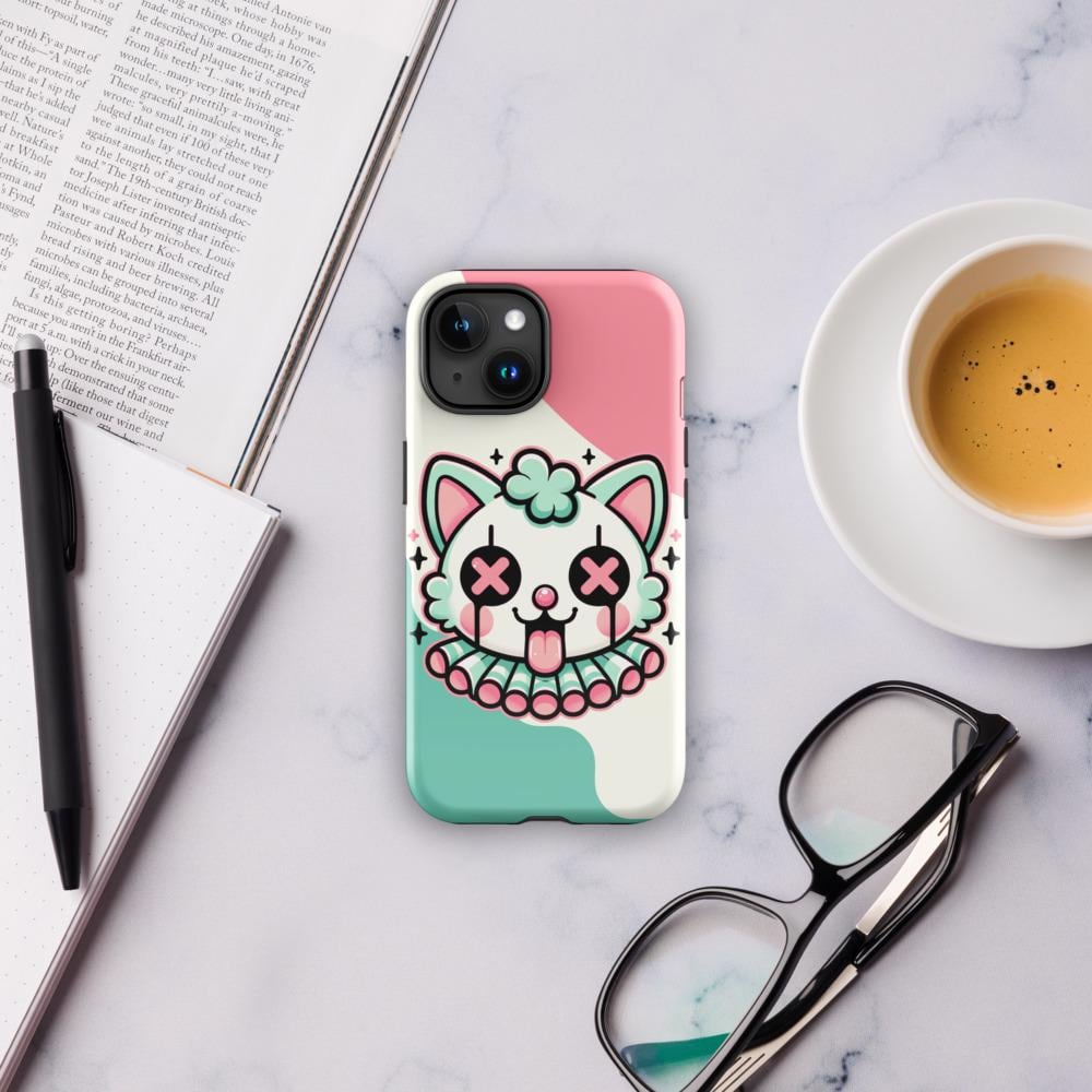 Creepy Cute Weirdcore Clown Cat Clowncore Grunge Pastel Goth Tough Case for iPhone® Glossy or Matte