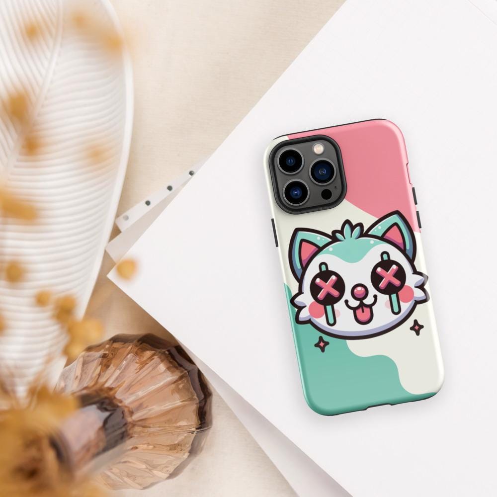 Creepy Cute Weirdcore Cat Clowncore Grunge Pastel Goth Tough Case for iPhone® Glossy or Matte