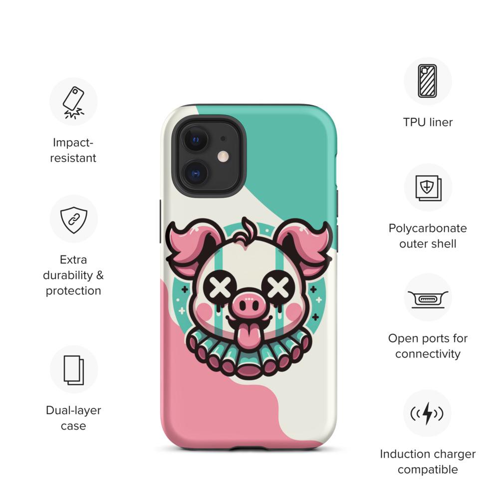 Creepy Cute Weirdcore Pig Clown Clowncore Grunge Pastel Goth Tough Case for iPhone® Glossy or Matte