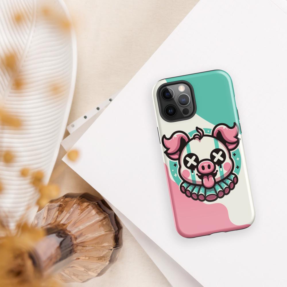 Creepy Cute Weirdcore Pig Clown Clowncore Grunge Pastel Goth Tough Case for iPhone® Glossy or Matte