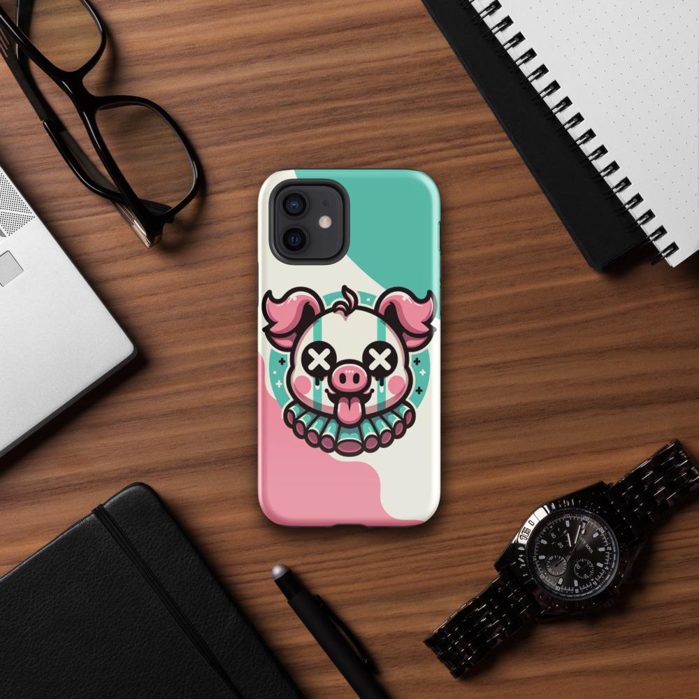 Creepy Cute Weirdcore Pig Clown Clowncore Grunge Pastel Goth Tough Case for iPhone® Glossy or Matte