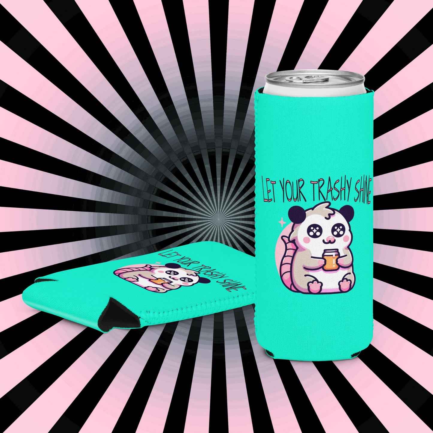 Pastel Goth Weirdcore Let Your Trashy Shine Beer Cozie Grunge Armadillo Can Cooler Koozie