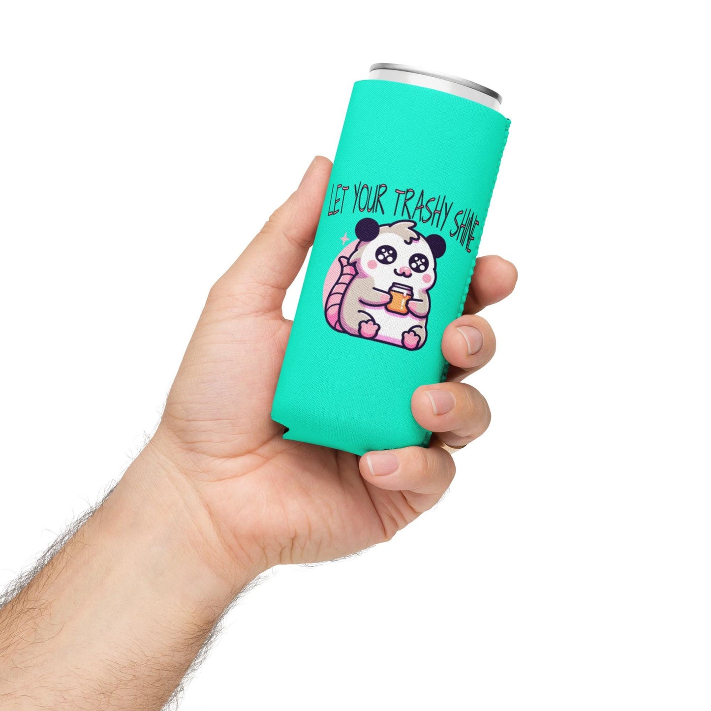 Pastel Goth Weirdcore Let Your Trashy Shine Beer Cozie Grunge Oppossum Can Cooler Koozie