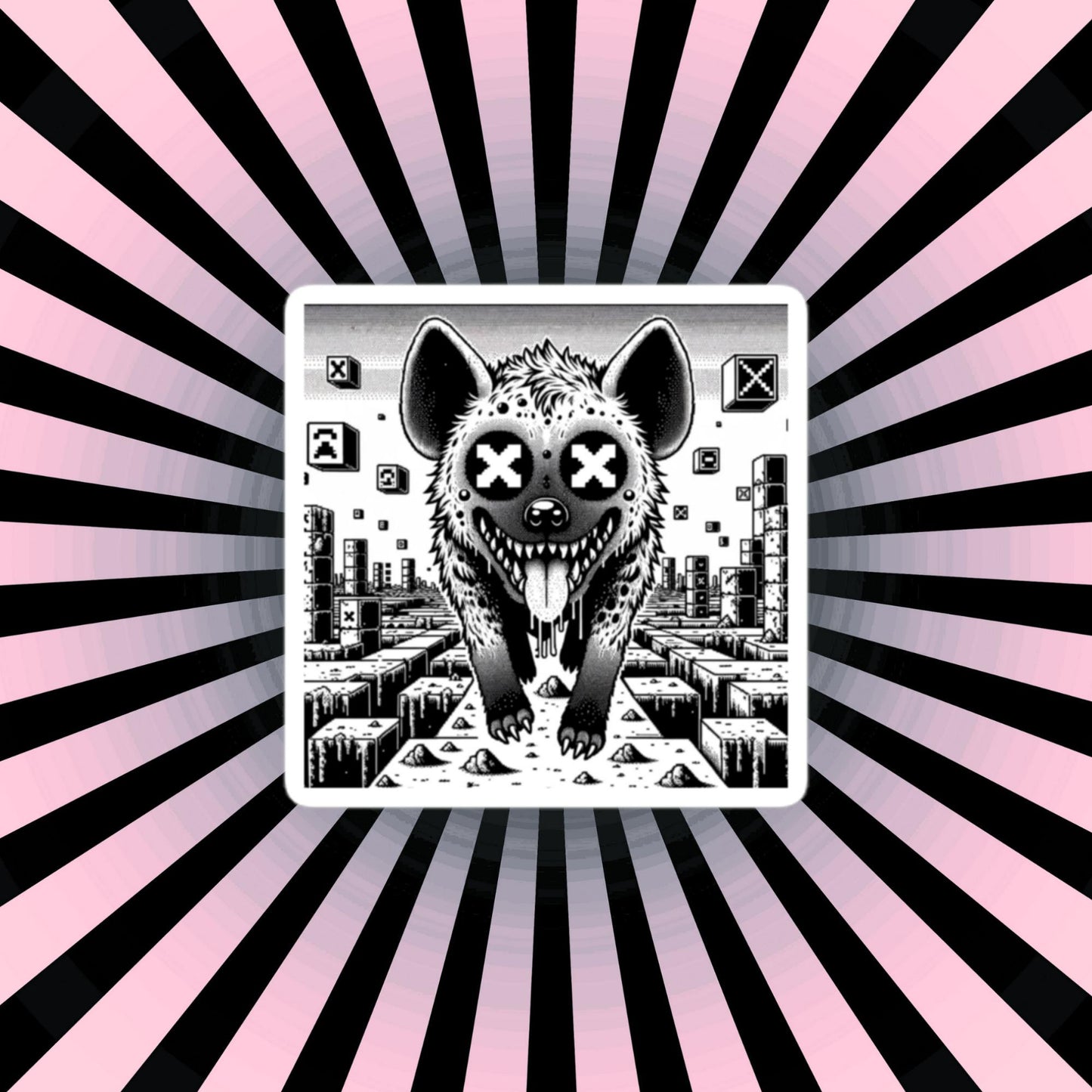 Weirdcore Trippy Video Game Pixel Hyena Waterproof Vinyl Sticker