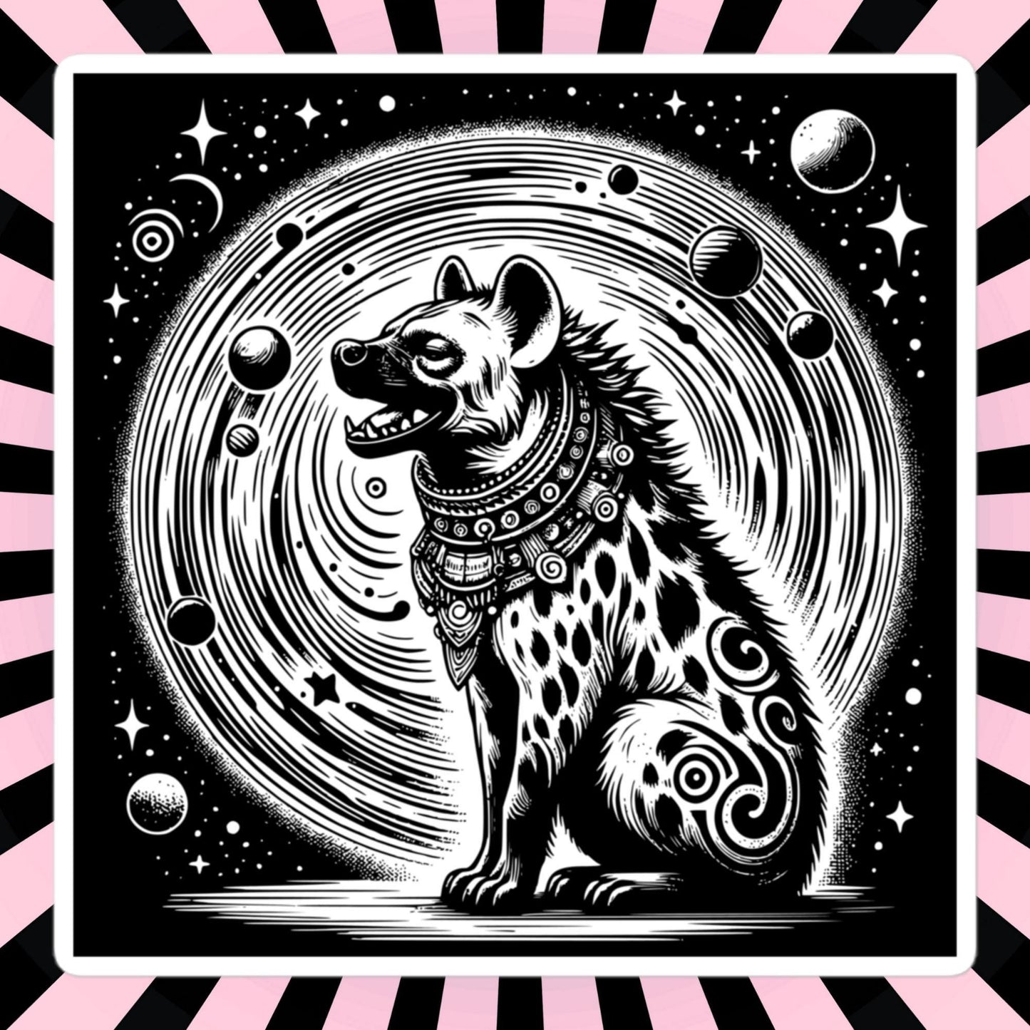Weirdcore Cosmic Shaman Hyena Waterproof Vinyl Sticker