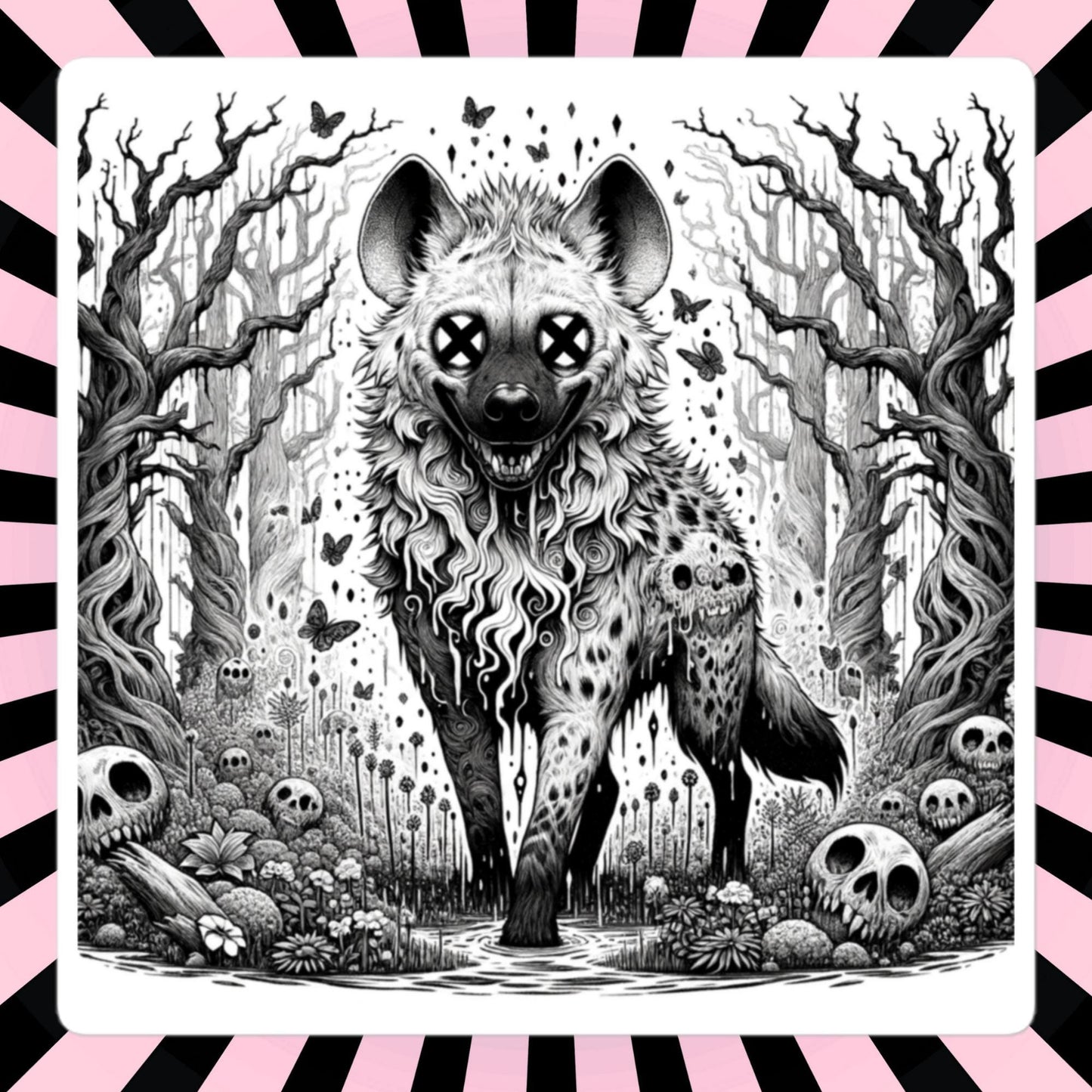 Dark Forest Spooky Creepy Weirdcore Hyena Waterproof Vinyl Sticker