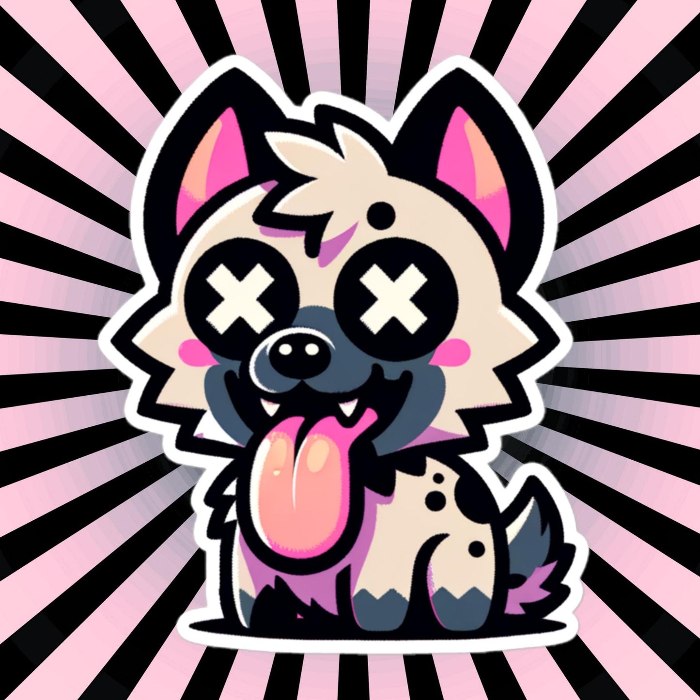 Creepy Cute Weirdcore Kawaii Hyena Waterproof Grunge Vinyl Sticker