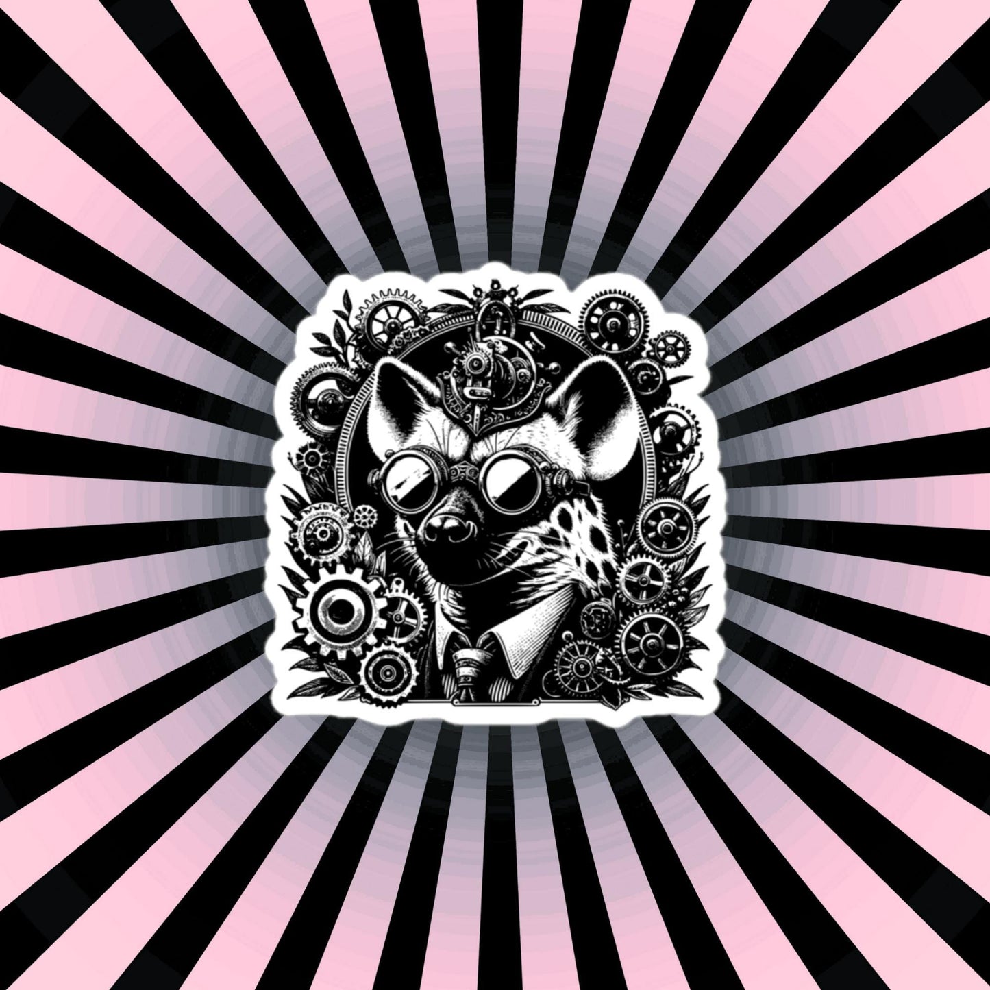 Industrial Steampunk Weirdcore Hyena Waterproof Vinyl Sticker
