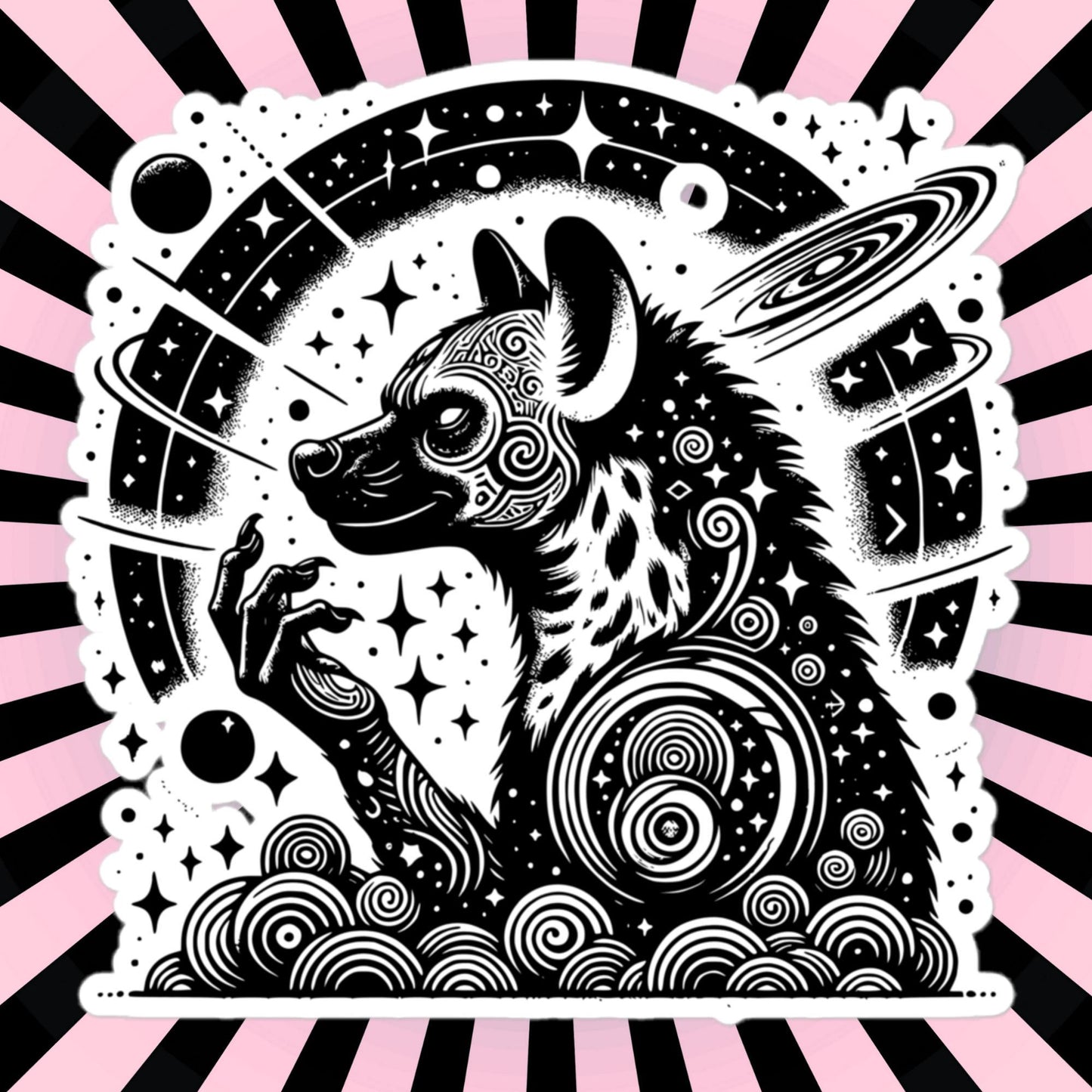 Galactic Cosmic Wisdom Grunge Gothic Hyena Waterproof Vinyl Sticker