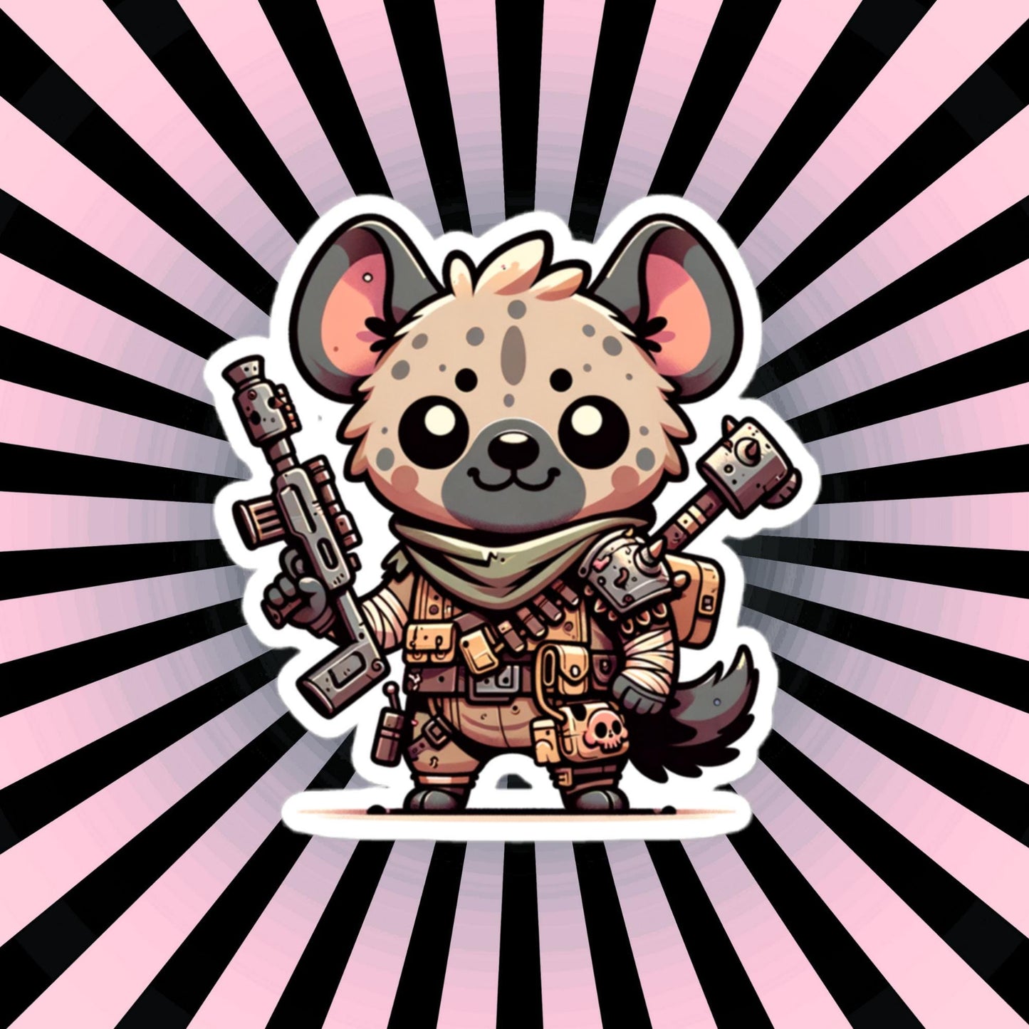 Dystopian Apocalyptic Creepy Cute Hyena Waterproof Grunge Vinyl Sticker