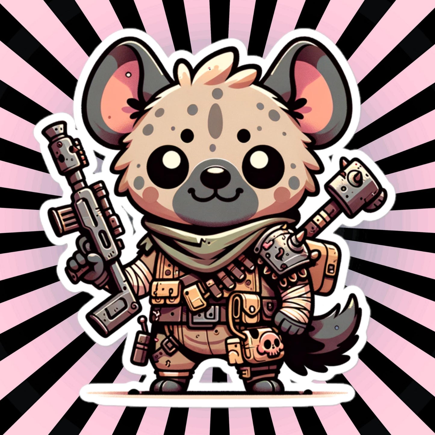 Dystopian Apocalyptic Creepy Cute Hyena Waterproof Grunge Vinyl Sticker