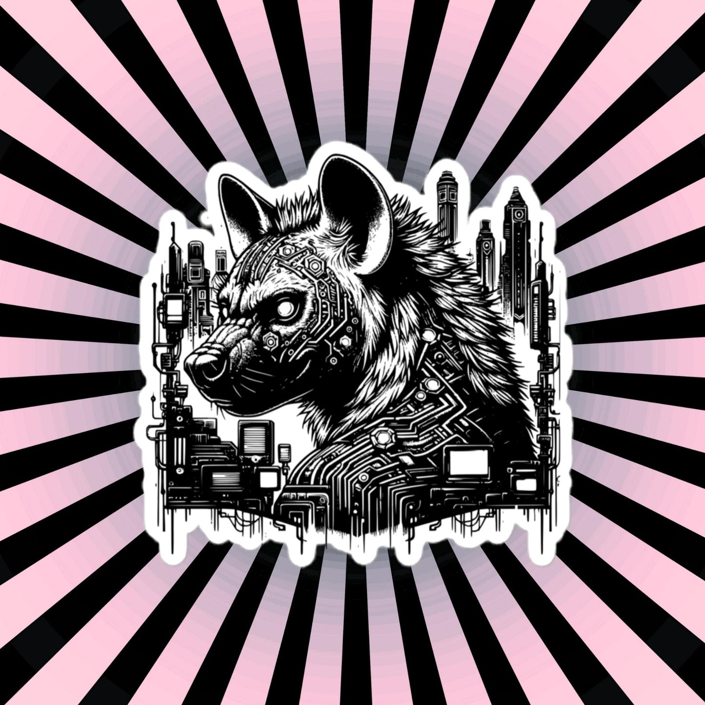 Industrial Cityscape Tech Weirdcore Hyena Grunge Waterproof Vinyl Sticker