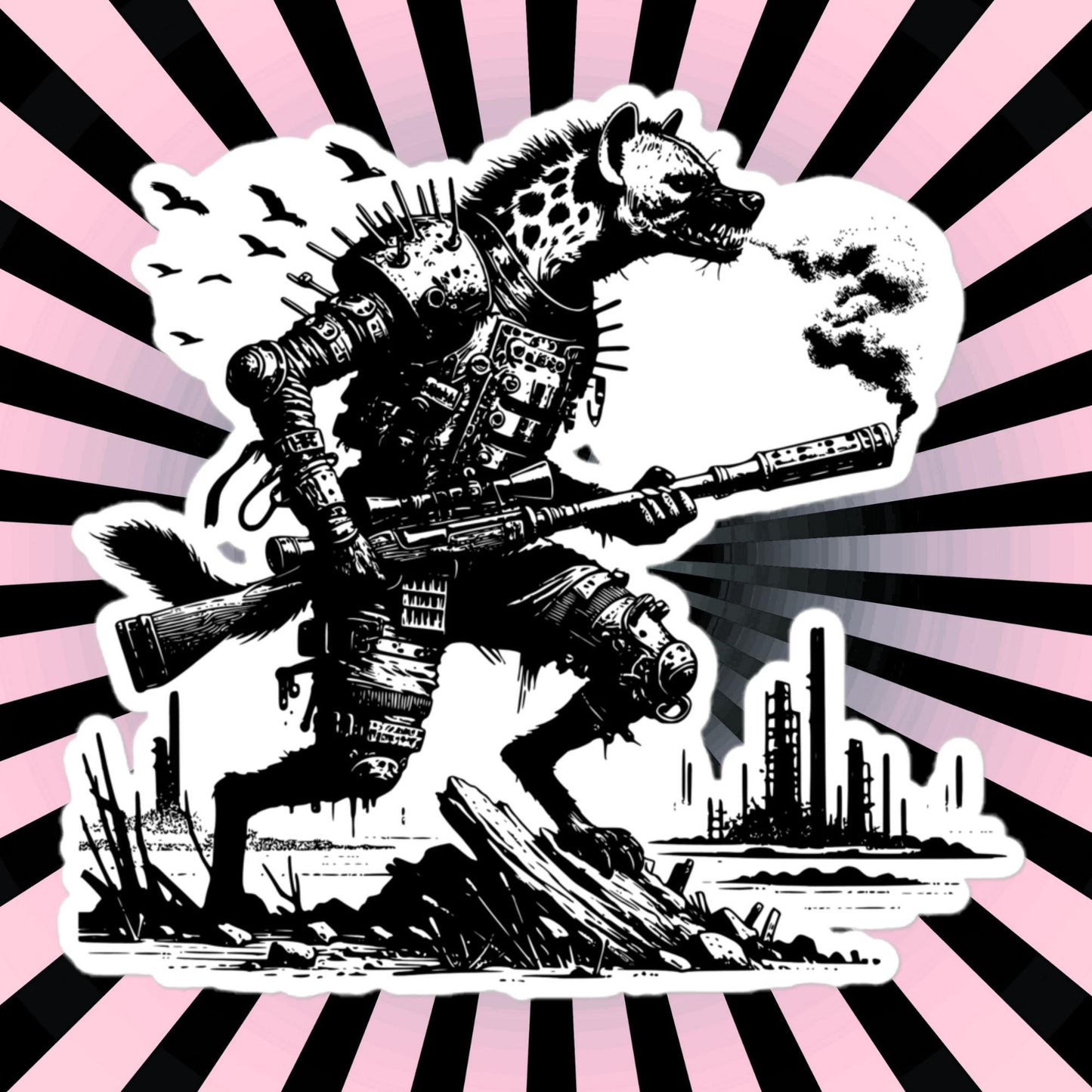 Apocalyptic Gothic Dystopian Grunge Hyena Vinyl Sticker
