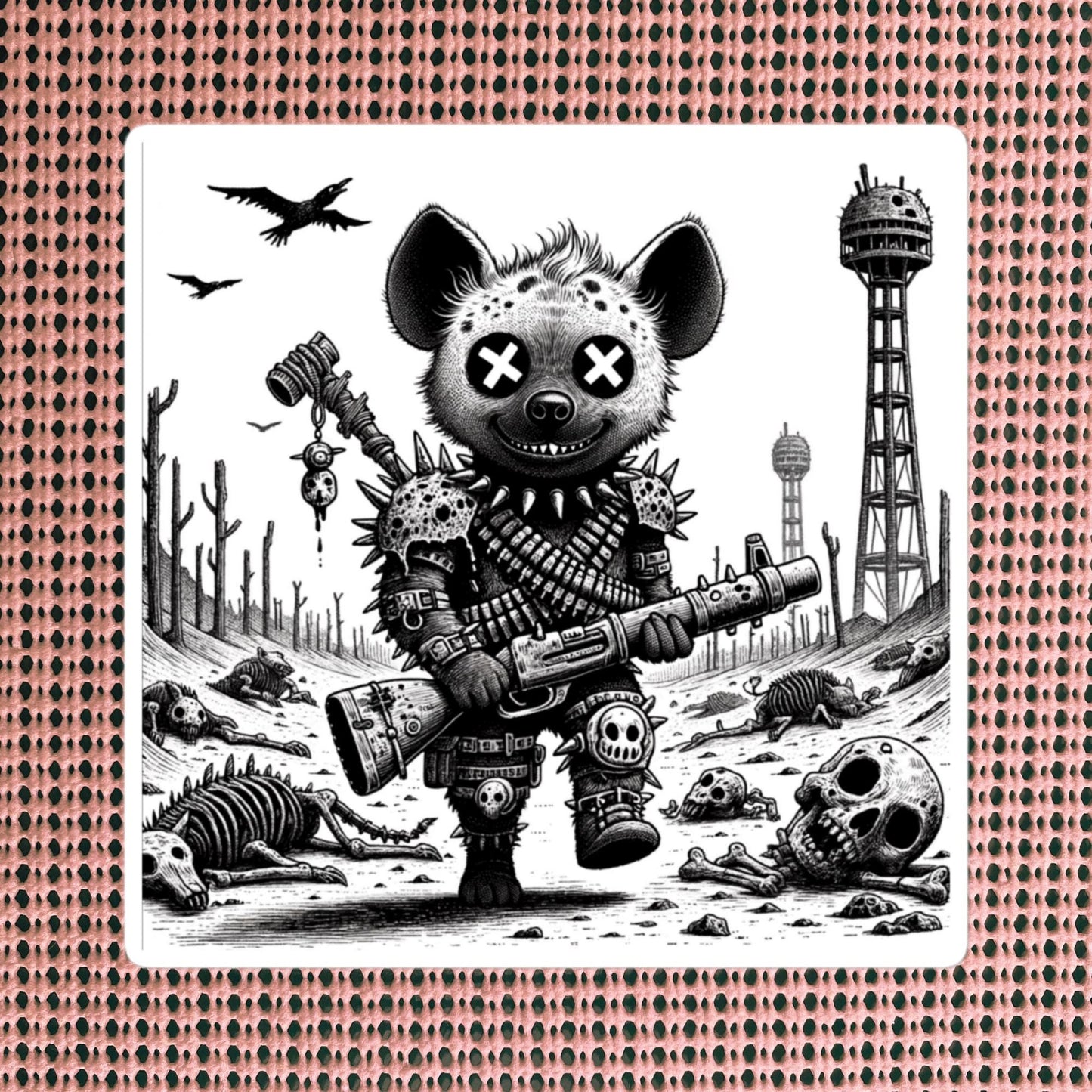 Creepy Cute Apocalypse Dystopian Hyena Waterproof Vinyl Sticker
