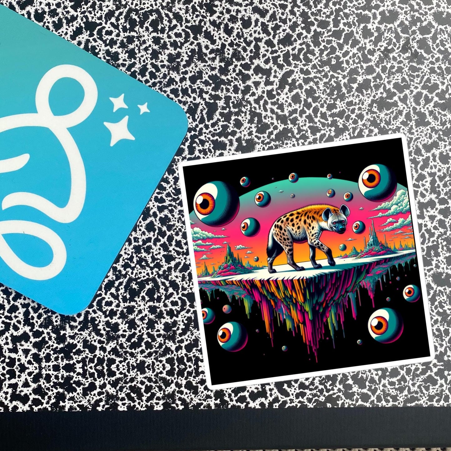 Dark Trippy Eye Balls Dimensional Art Hyena Dark Travels Waterproof Vinyl Hyena