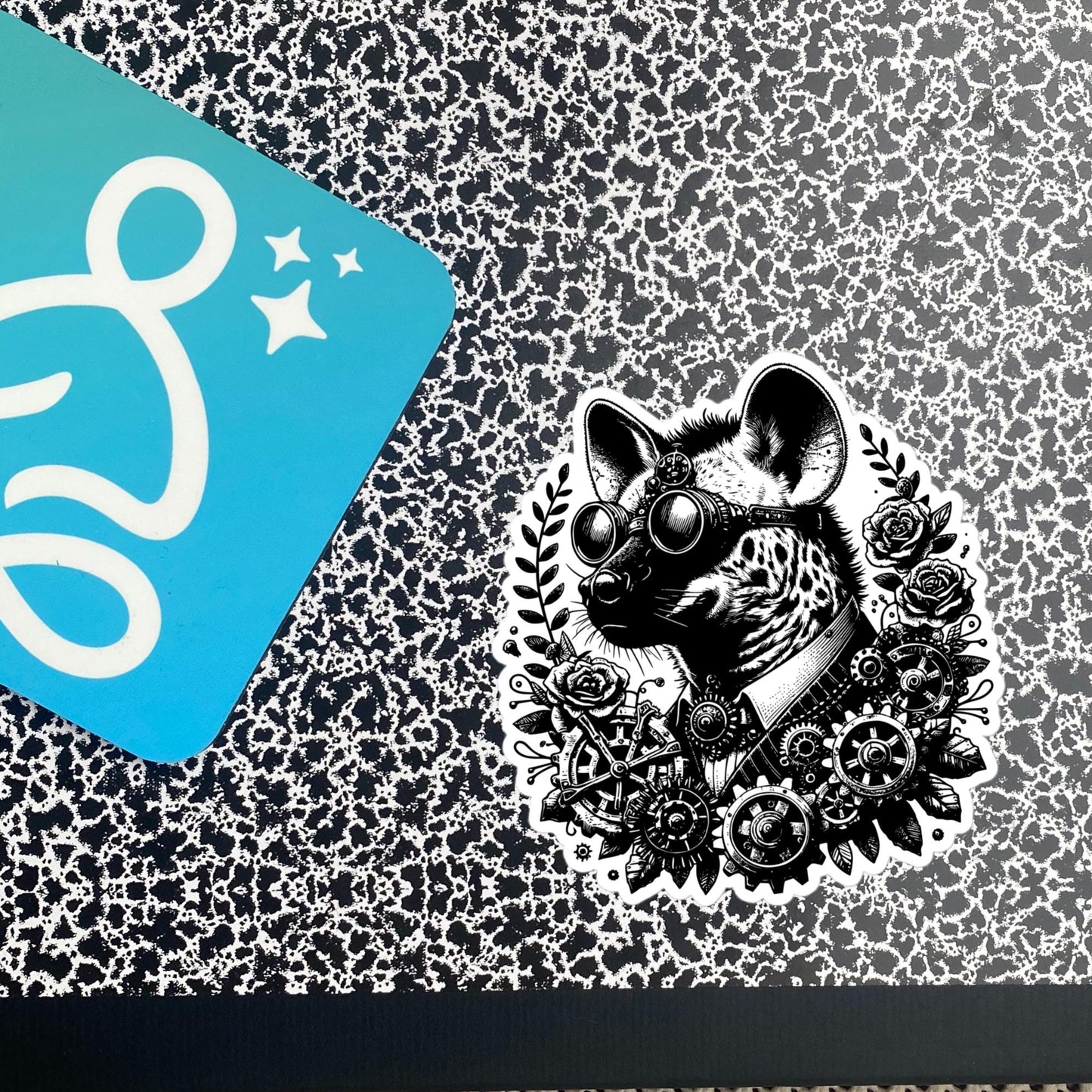 Steampunk Grunge Gears Weirdcore Hyena Waterproof Vinyl Sticker