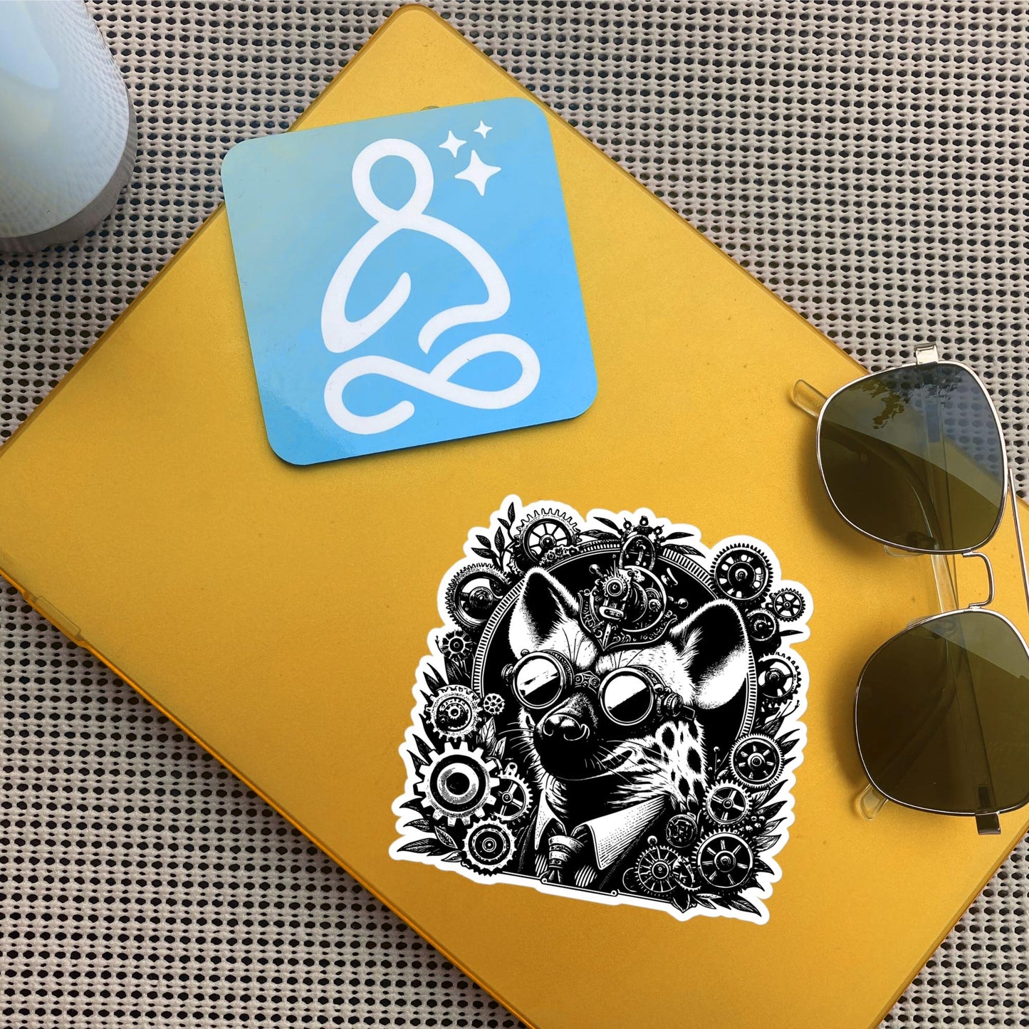 Industrial Steampunk Weirdcore Hyena Waterproof Vinyl Sticker