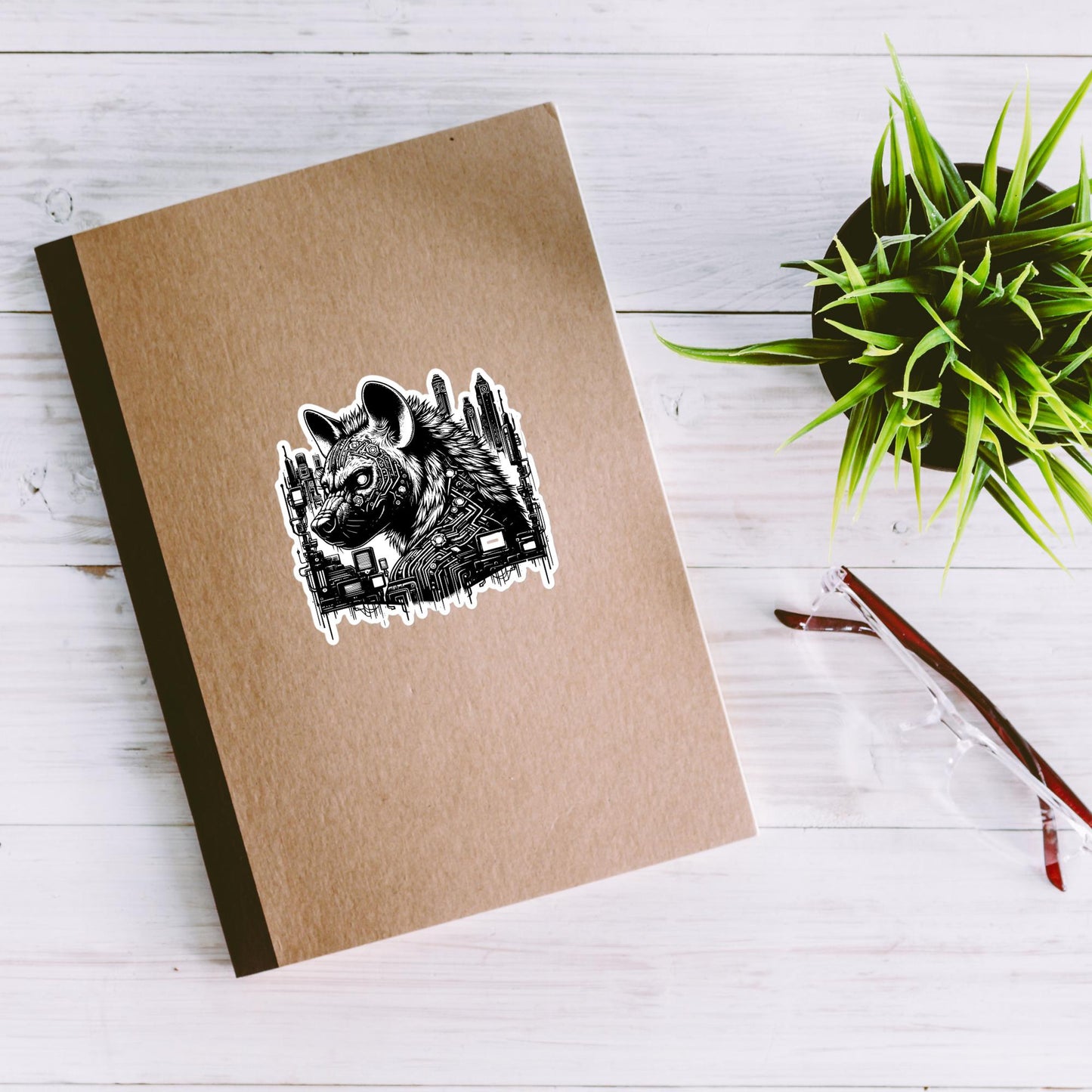 Industrial Cityscape Tech Weirdcore Hyena Grunge Waterproof Vinyl Sticker