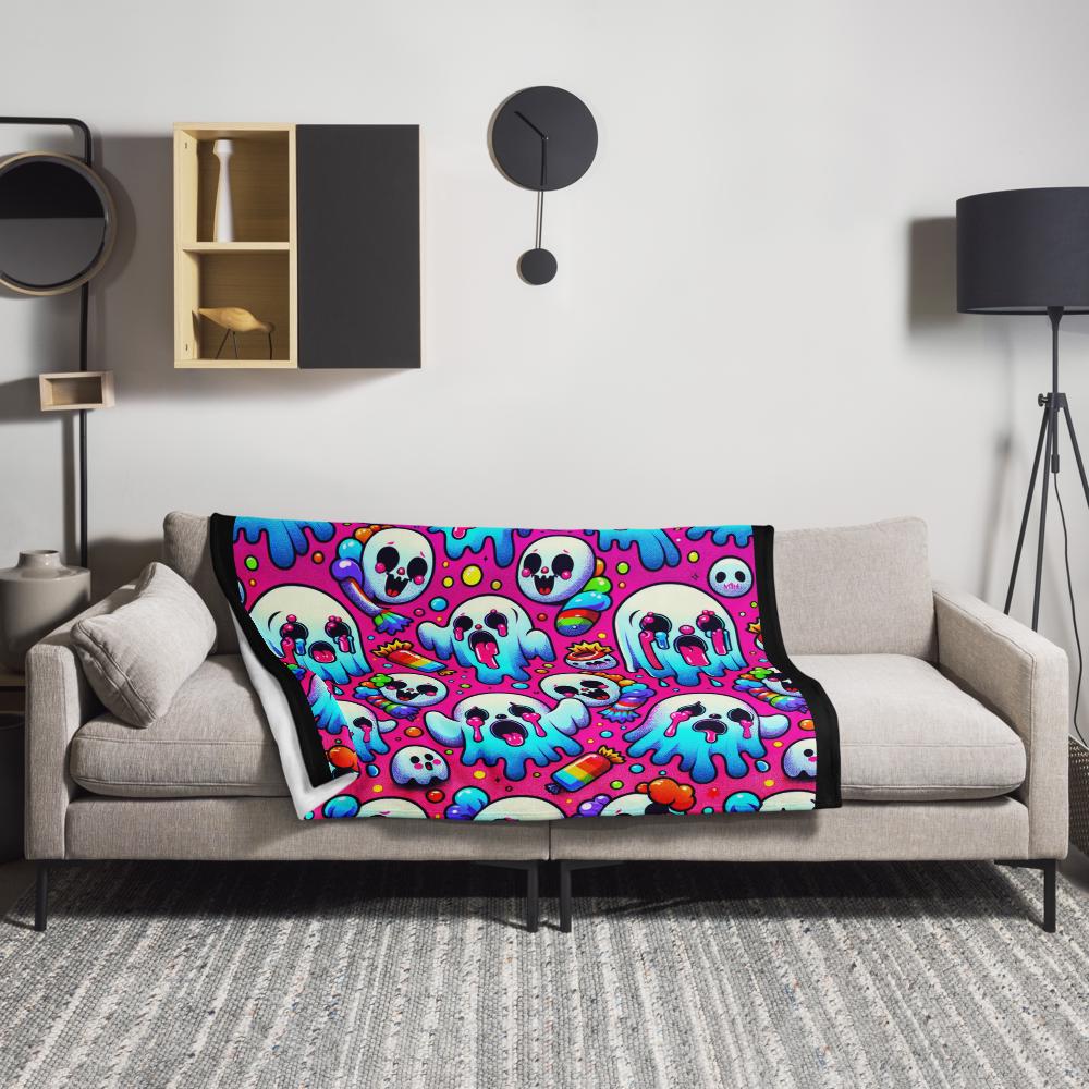 Blanket Y2k Grunge Horror Candy Gore Throw Blanket Clowncore Weirdcore Neon Goth Halloween Spooky Decor