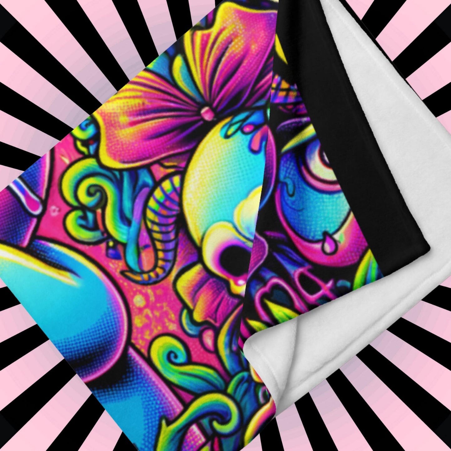 Blanket Halloween Candy Gore Scared Ghost Throw Blanket Horror Neon Goth Y2K Grunge Room Decor