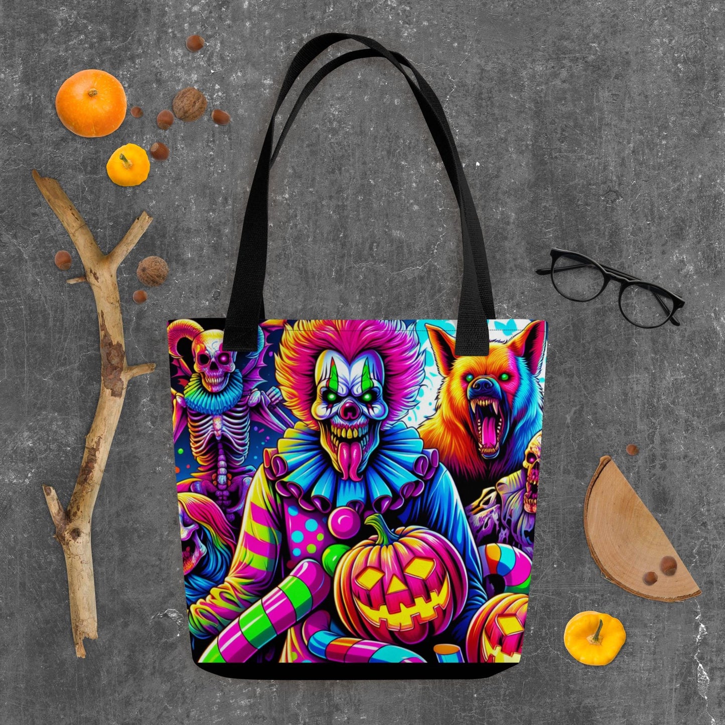 TOTE BAG Gothic Grunge Neon Goth Darkcore Weirdcore Scary Clown Dark Carnival Aesthetic Halloween Tote Bag